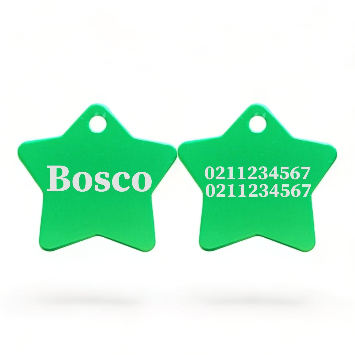 ⭐️Purr. Meow. Woof.⭐️ - Name Front & 2 Numbers Back | Star Aluminum | Cat, Kitten & Dog ID Pet Tag - MediumSpringGreen / Dog (Large)