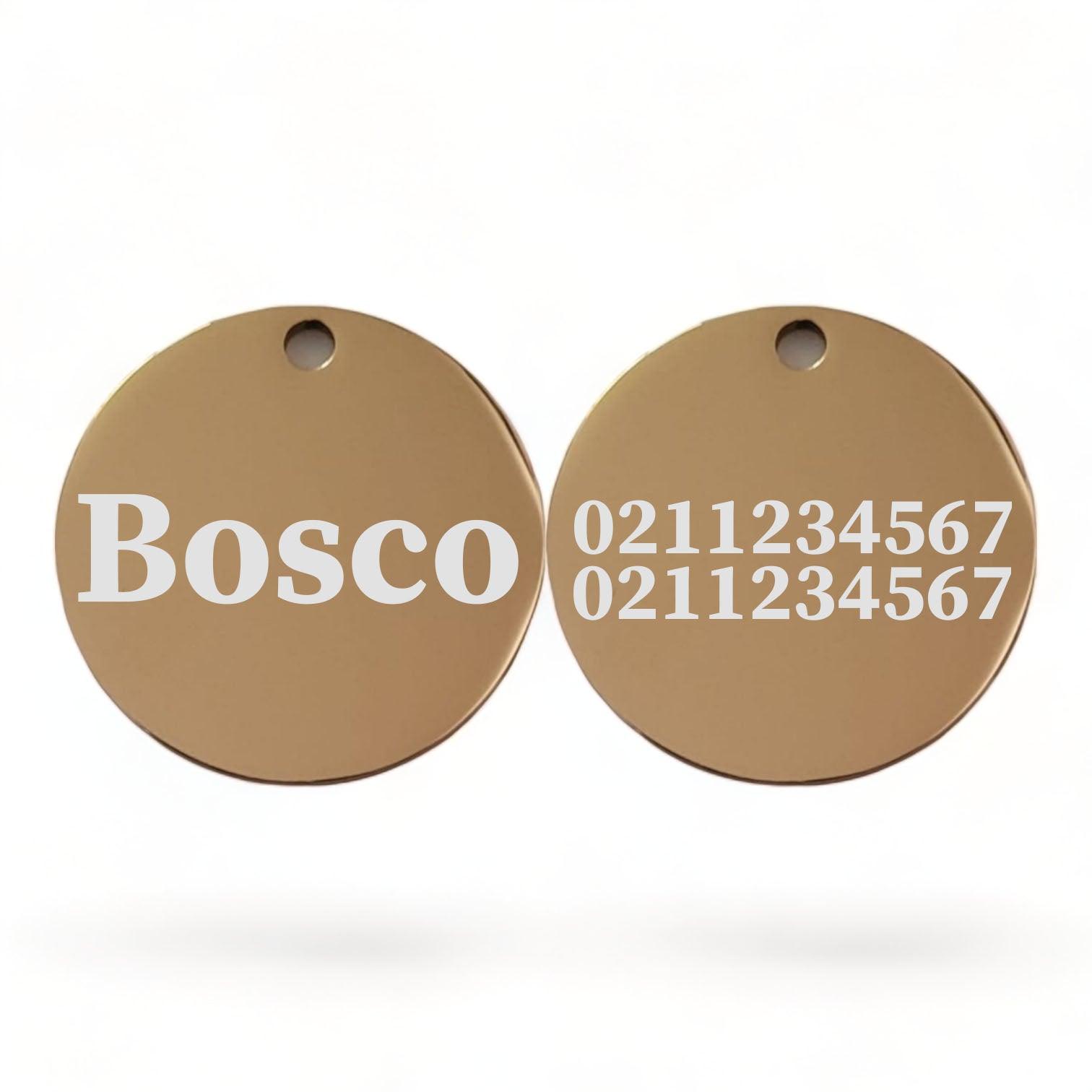 ⭐️Purr. Meow. Woof.⭐️ - Name Front & 2 Numbers Back Round | Mirror Stainless | Dog ID Pet Tag - BurlyWood