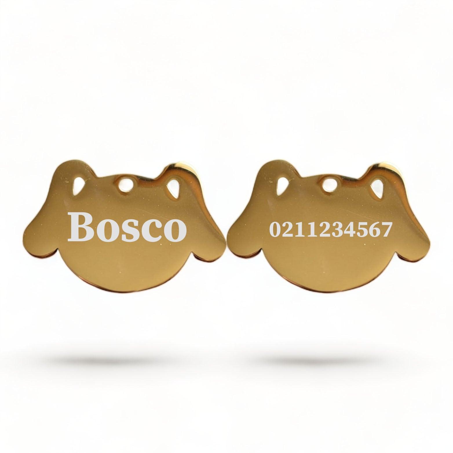 ⭐️Purr. Meow. Woof.⭐️ - Name Front & Number Back Dog | Mirror Stainless | Dog ID Pet Tag - Gold
