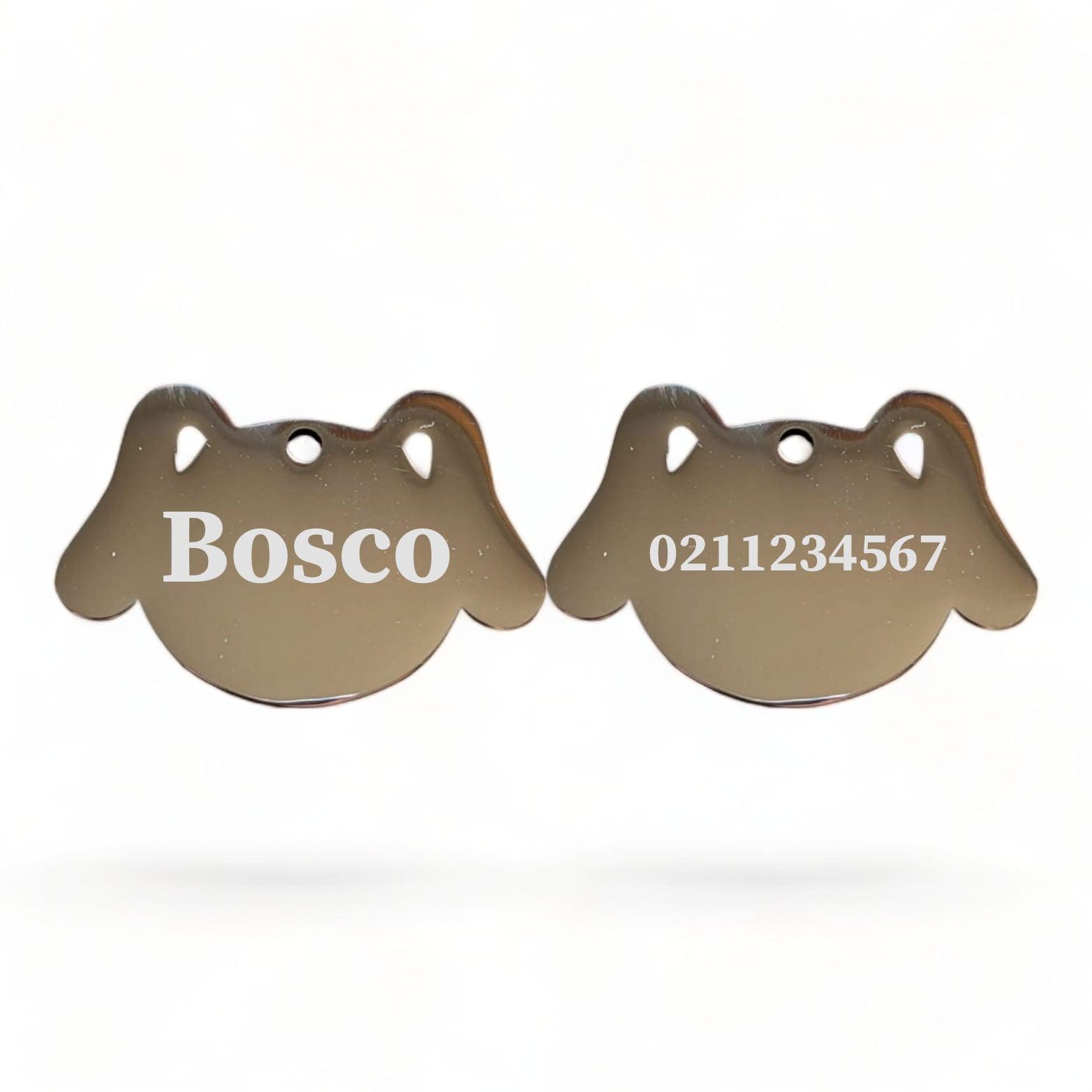 ⭐️Purr. Meow. Woof.⭐️ - Name Front & Number Back Dog | Mirror Stainless | Dog ID Pet Tag - Silver