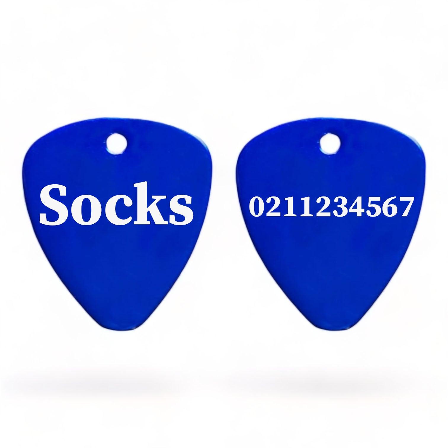 ⭐️Purr. Meow. Woof.⭐️ - Name Front & Number Back Guitar Pick Cat, Kitten & Dog ID Pet Tag - RoyalBlue