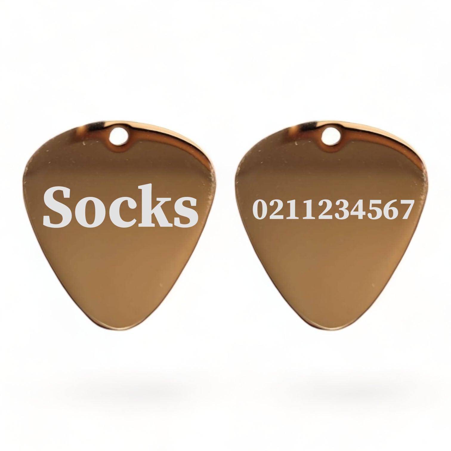 ⭐️Purr. Meow. Woof.⭐️ - Name Front & Number Back Guitar Pick | Mirror Stainless | Dog & Cat ID Pet Tag - BurlyWood