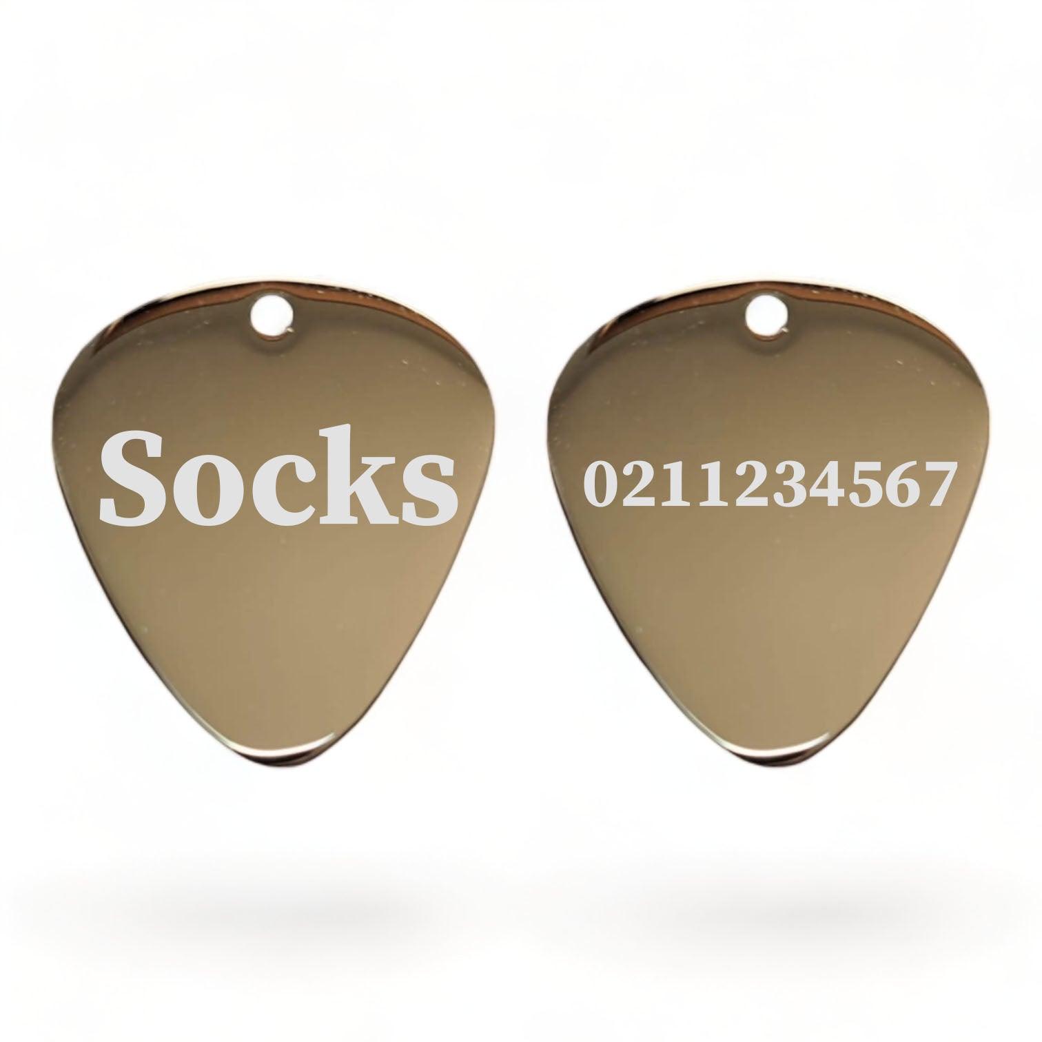 ⭐️Purr. Meow. Woof.⭐️ - Name Front & Number Back Guitar Pick | Mirror Stainless | Dog & Cat ID Pet Tag - Silver