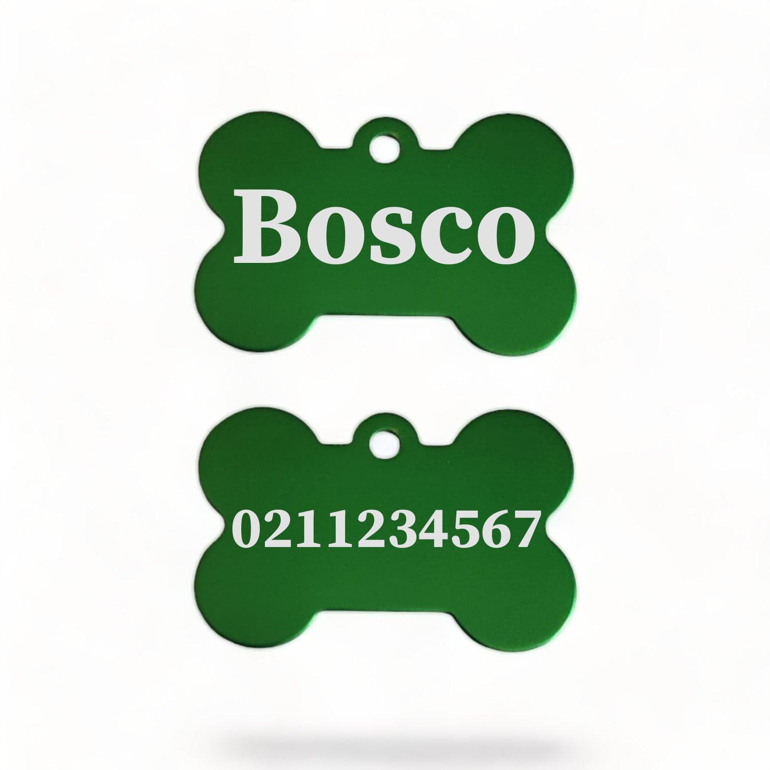 ⭐️Purr. Meow. Woof.⭐️ - Name Front & Number Back | Bone Aluminium | Dog ID Pet Tag - MediumSpringGreen
