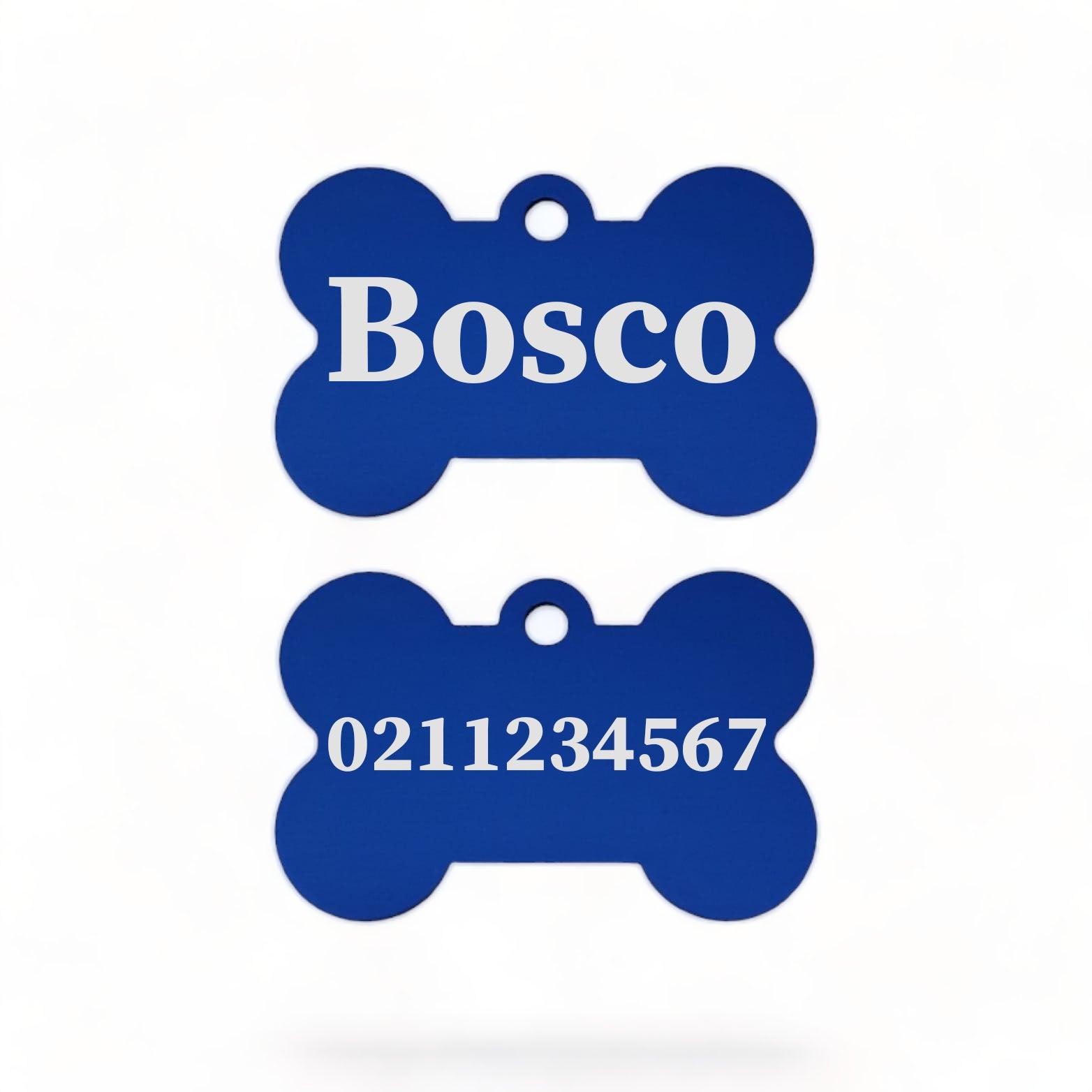 ⭐️Purr. Meow. Woof.⭐️ - Name Front & Number Back | Bone Aluminium | Dog ID Pet Tag - RoyalBlue