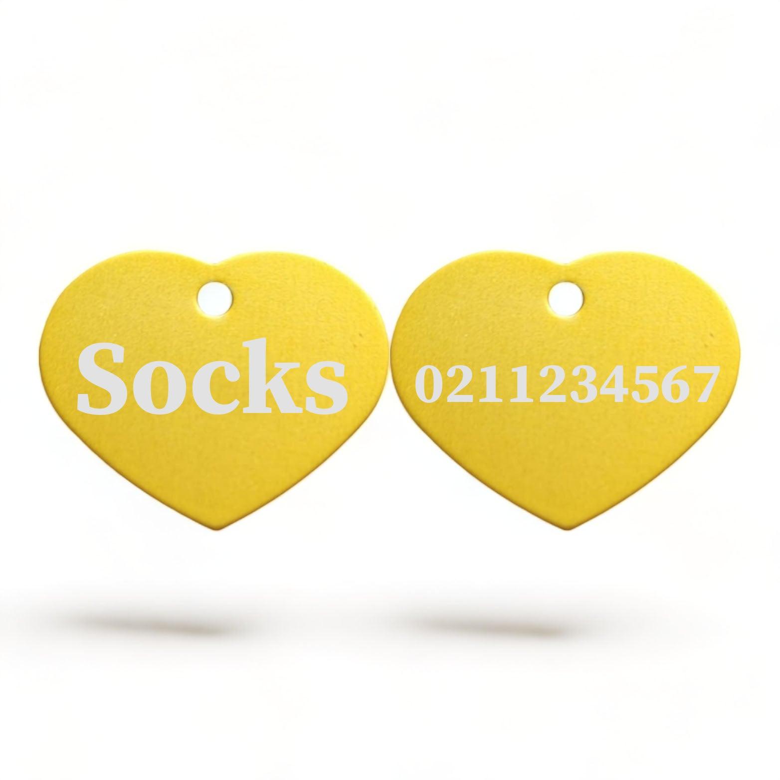 ⭐️Purr. Meow. Woof.⭐️ - Name Front & Number Back | Heart Aluminum | Cat, Kitten & Dog ID Pet Tag - Gold