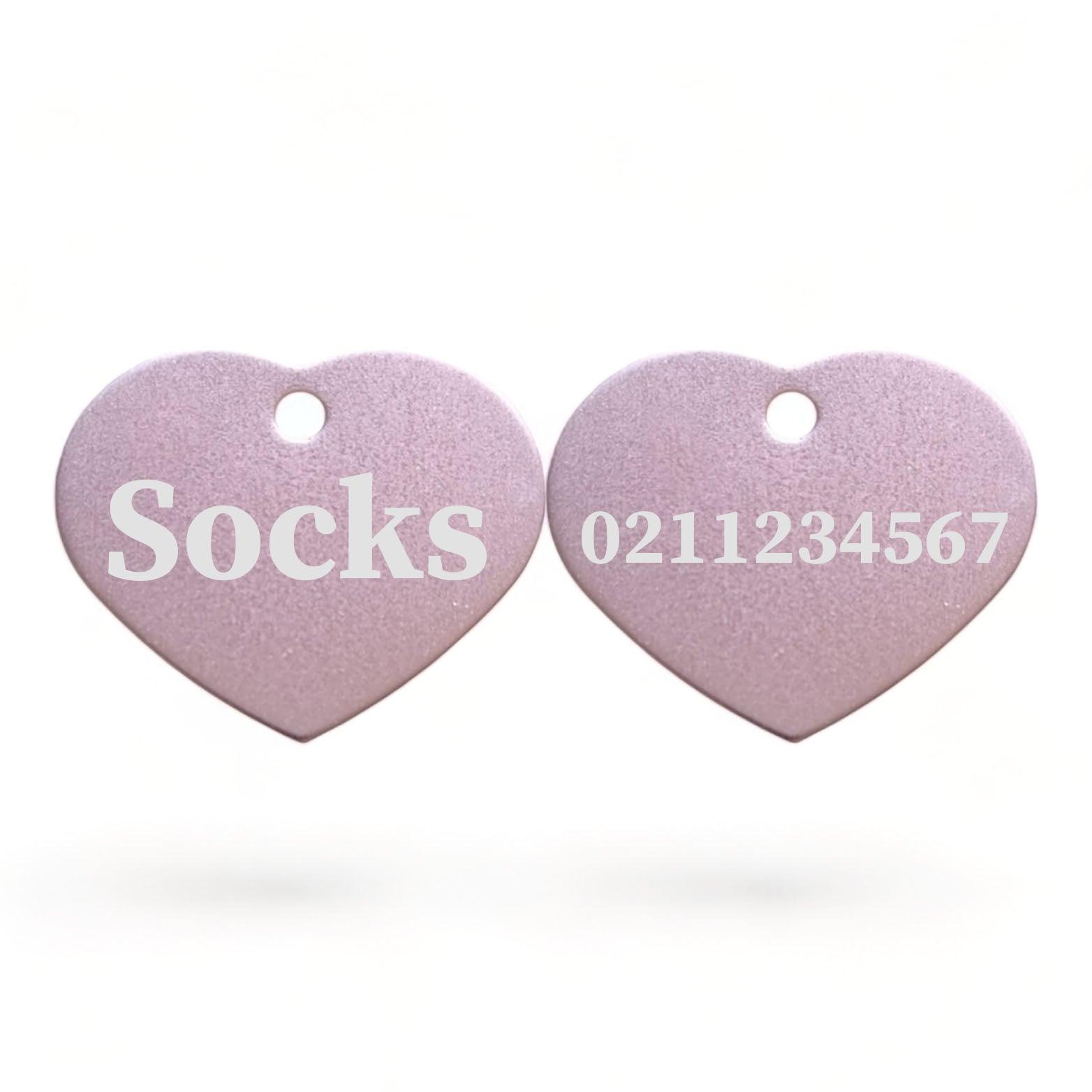 ⭐️Purr. Meow. Woof.⭐️ - Name Front & Number Back | Heart Aluminum | Cat, Kitten & Dog ID Pet Tag - LightPink