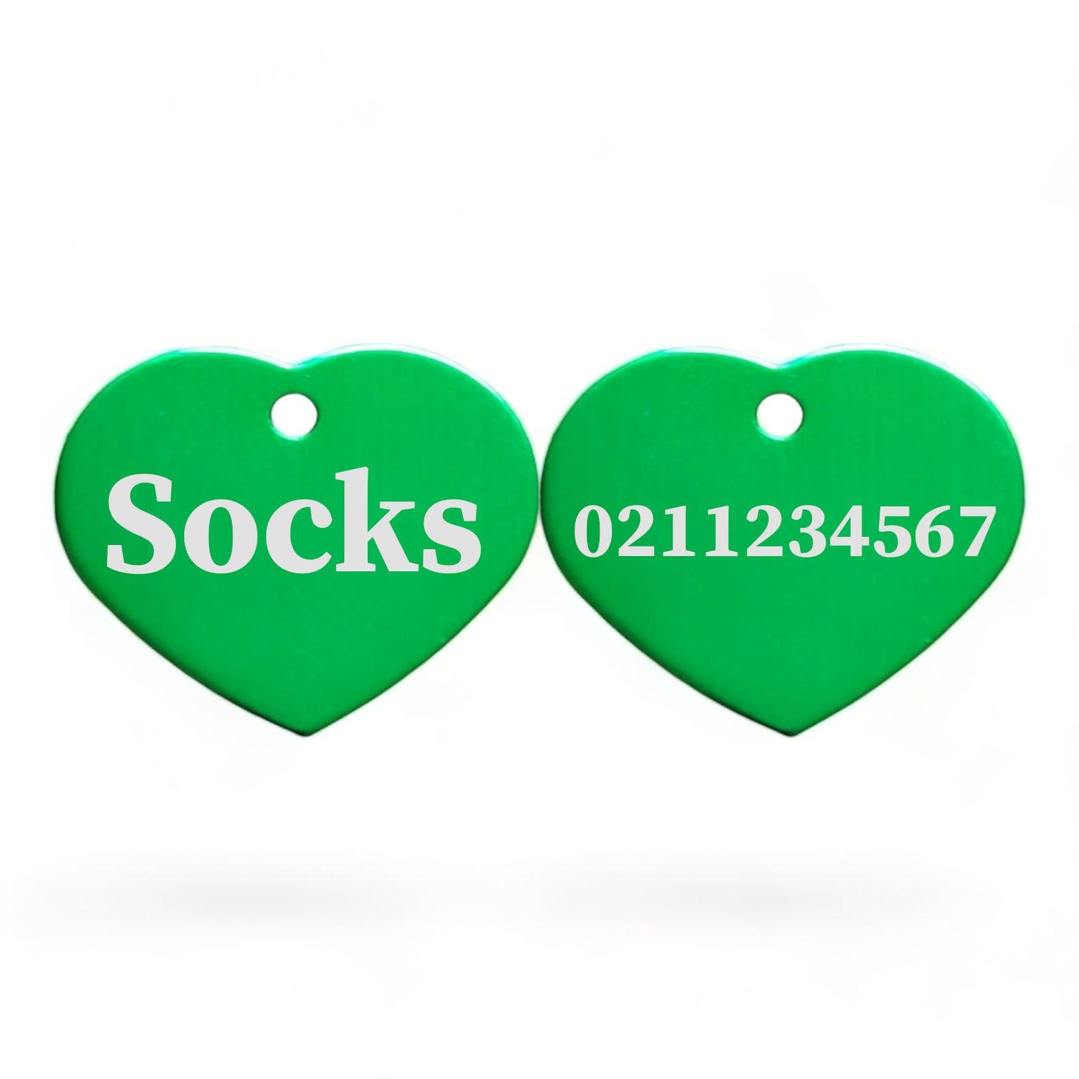 ⭐️Purr. Meow. Woof.⭐️ - Name Front & Number Back | Heart Aluminum | Cat, Kitten & Dog ID Pet Tag - MediumSpringGreen