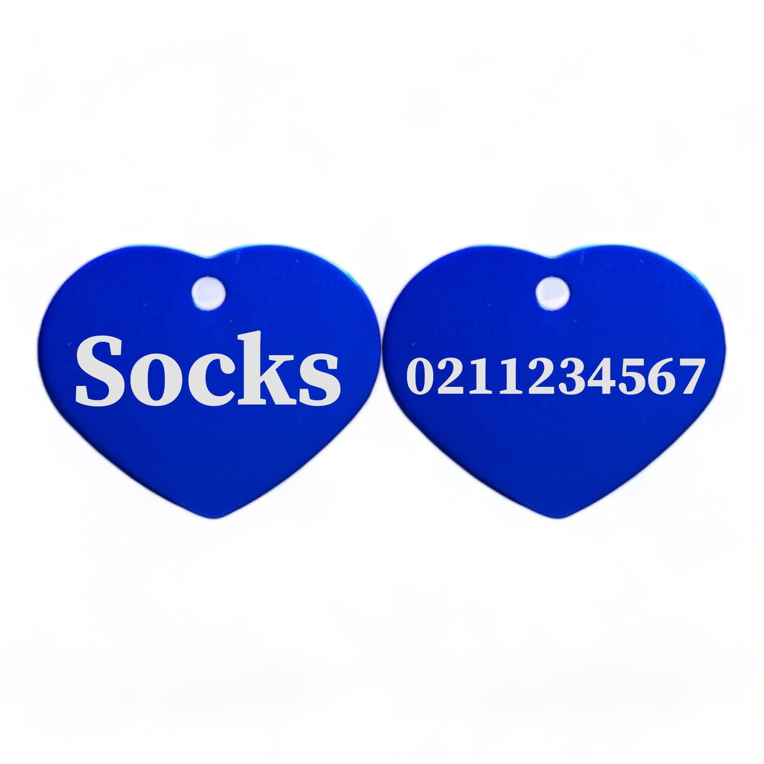 ⭐️Purr. Meow. Woof.⭐️ - Name Front & Number Back | Heart Aluminum | Cat, Kitten & Dog ID Pet Tag - RoyalBlue