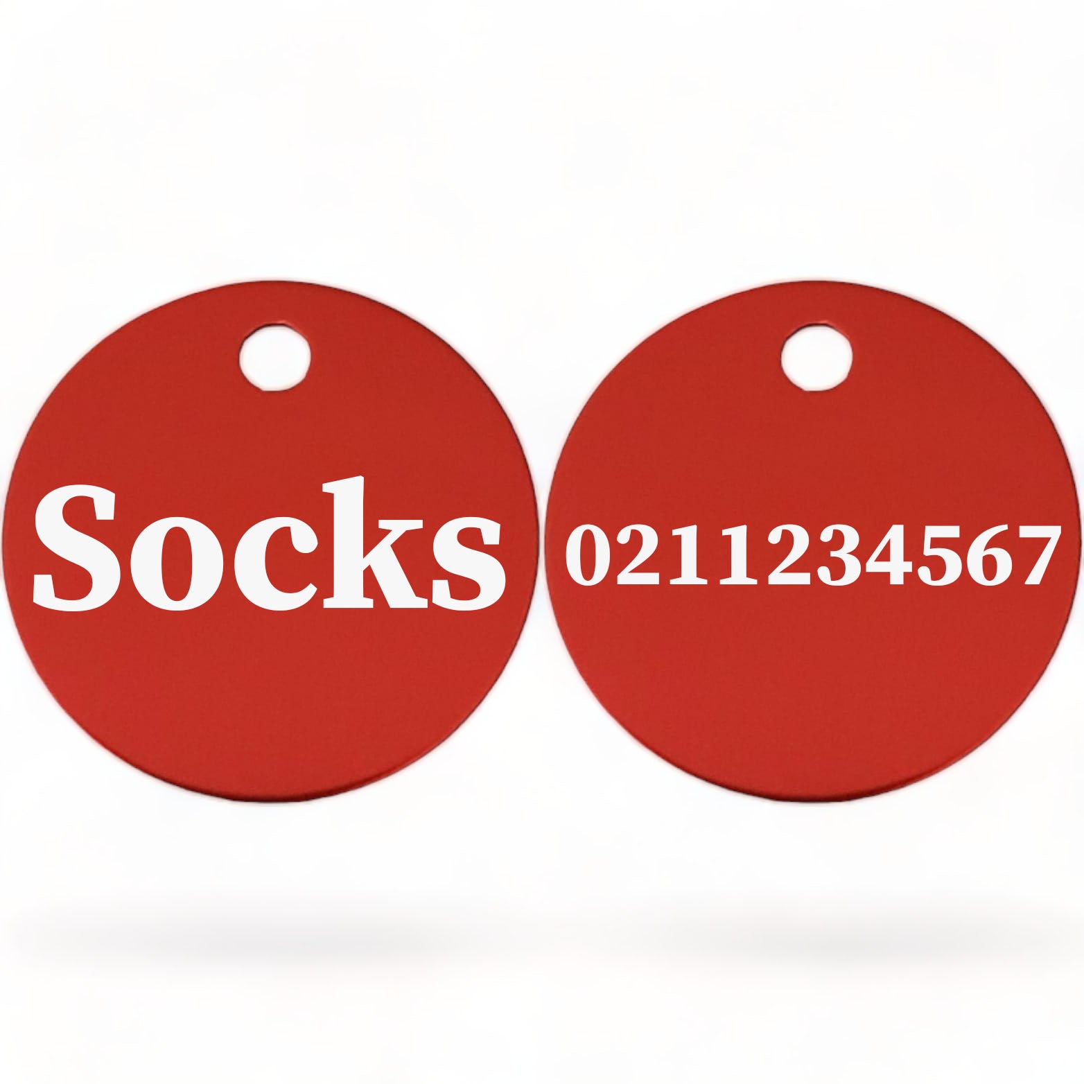 ⭐️Purr. Meow. Woof.⭐️ - Name Front & Number Back | Round Aluminium | Cat, Kitten & Dog ID Pet Tag - RoyalBlue / Cat (Small)