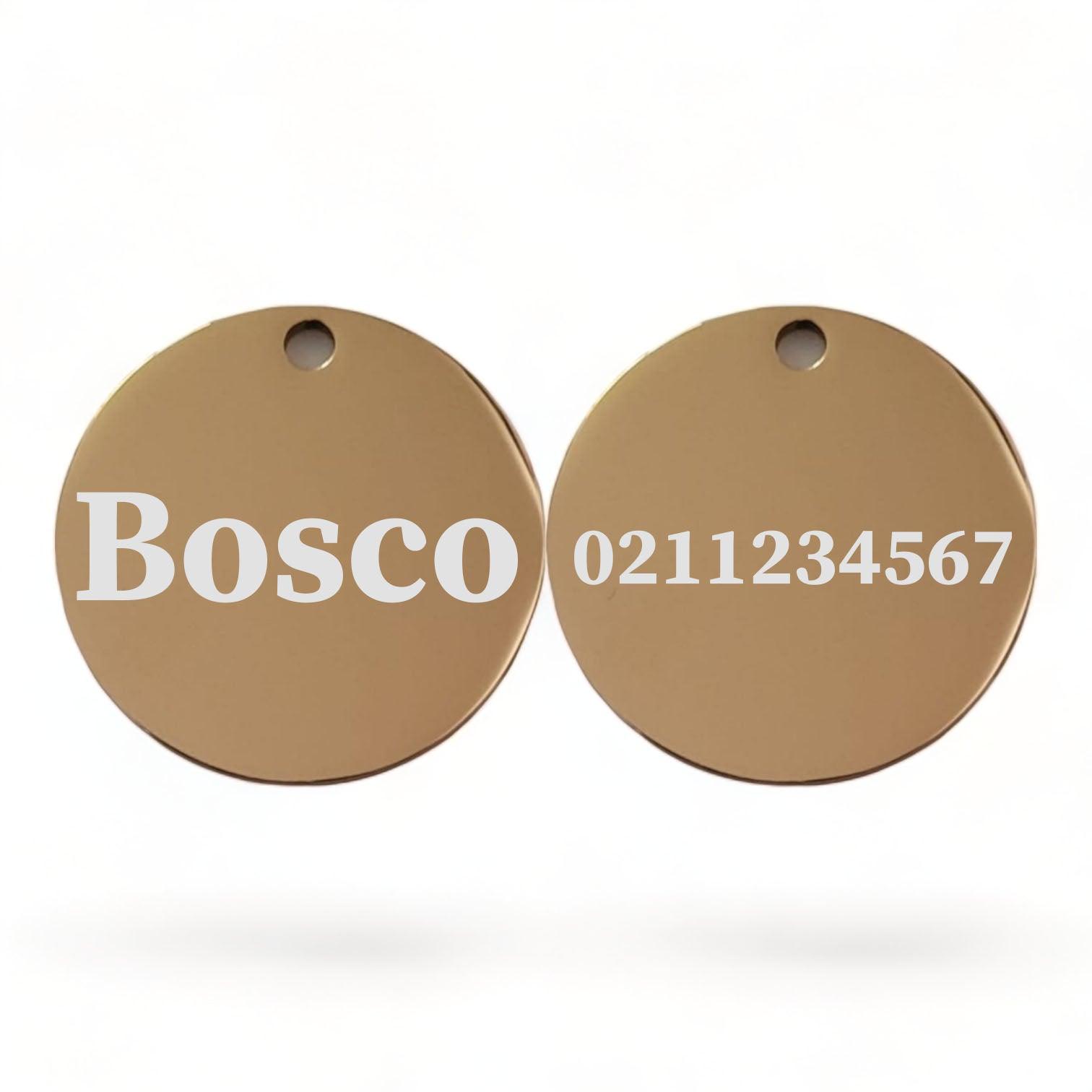 ⭐️Purr. Meow. Woof.⭐️ - Name Front & Number Back Round | Mirror Stainless | Dog ID Pet Tag - BurlyWood