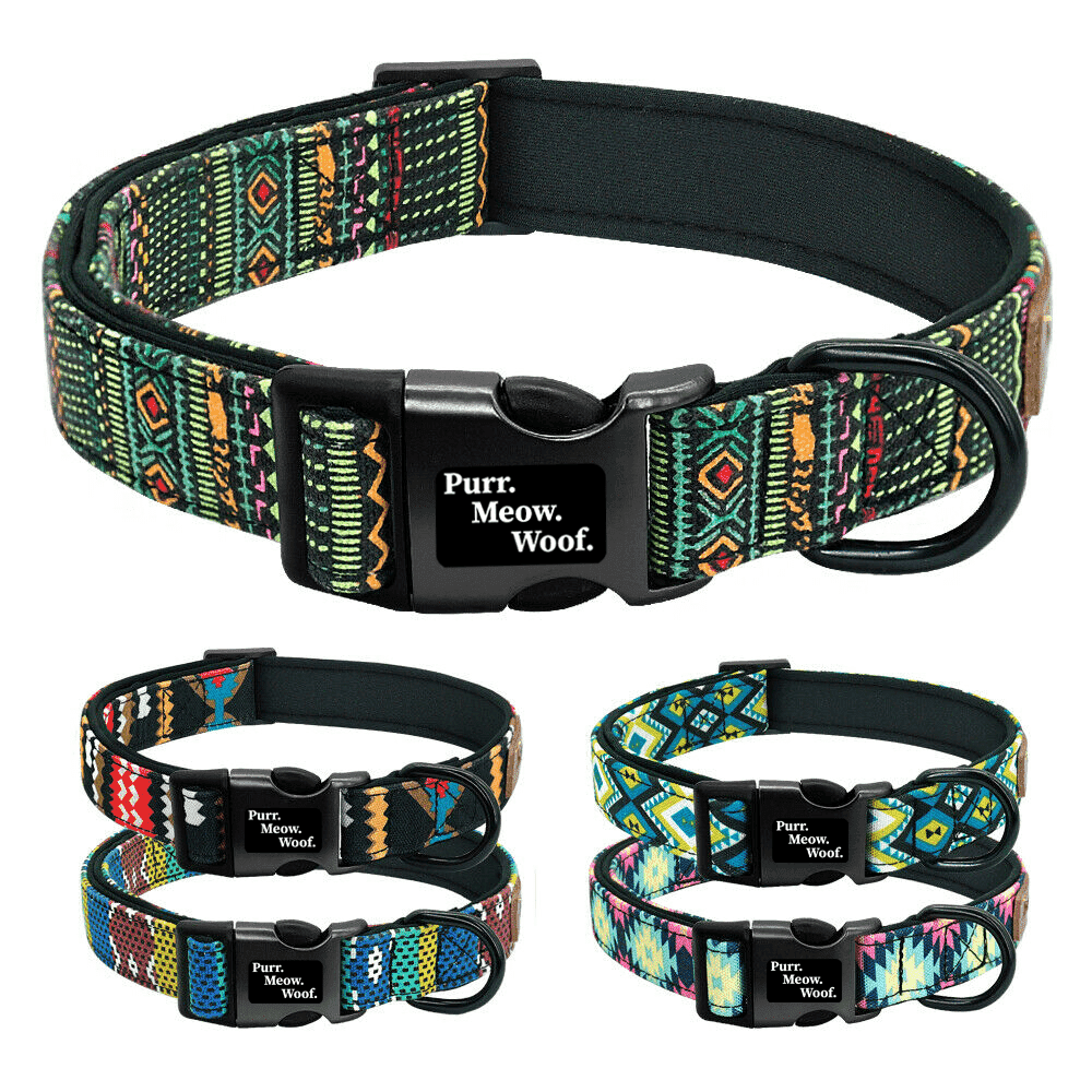 ⭐️Purr. Meow. Woof.⭐️ - Neoprene Dog Collar - S / Blue / No