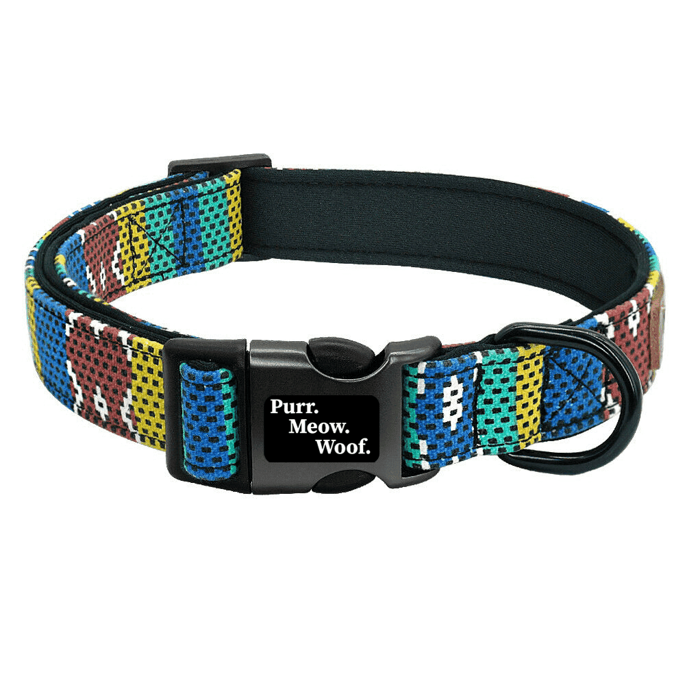 ⭐️Purr. Meow. Woof.⭐️ - Neoprene Dog Collar - S / Brown / No
