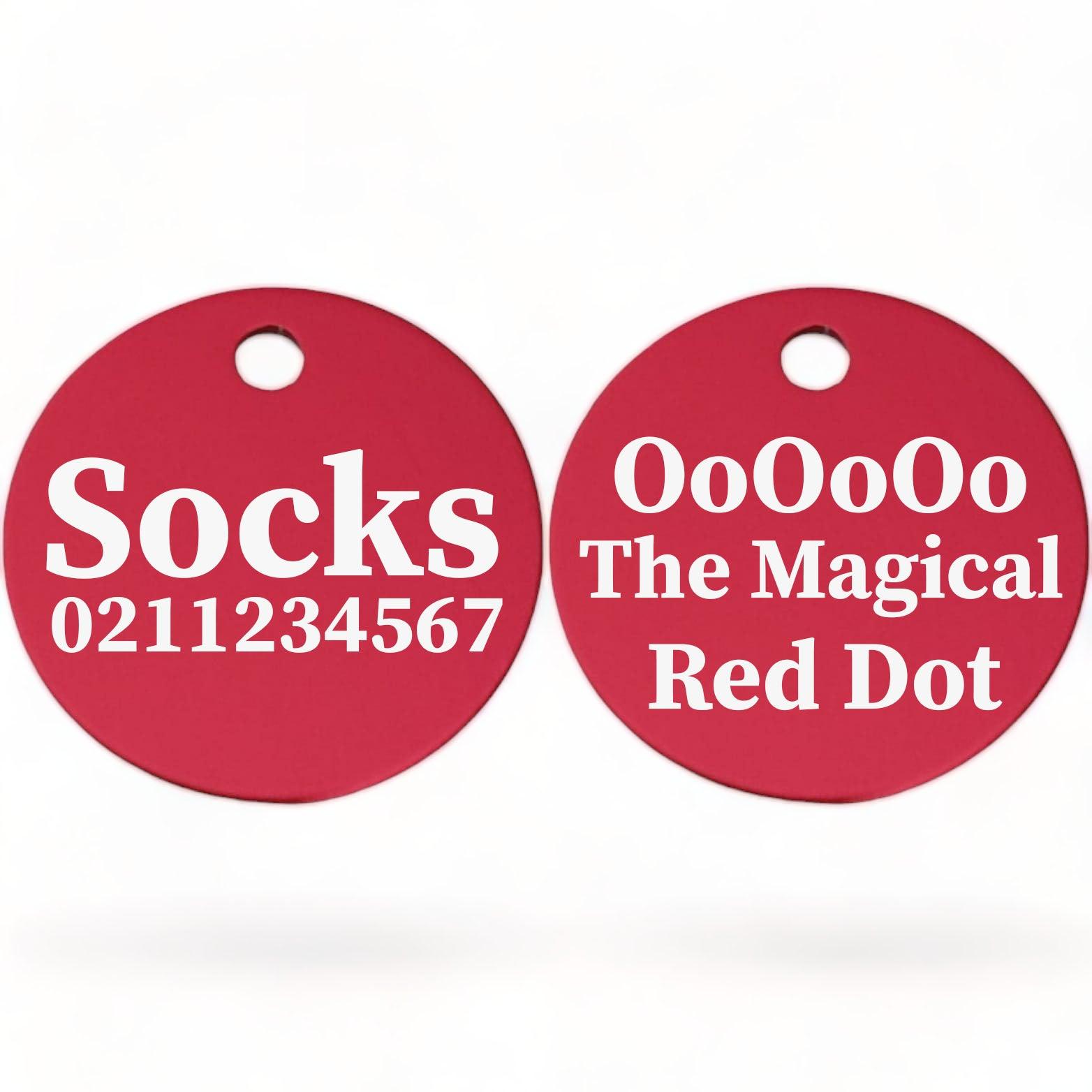 ⭐️Purr. Meow. Woof.⭐️ - Ooooo The Magical Red Dot! | Round Aluminium | Cat & Kitten ID Pet Tag - DeepPink