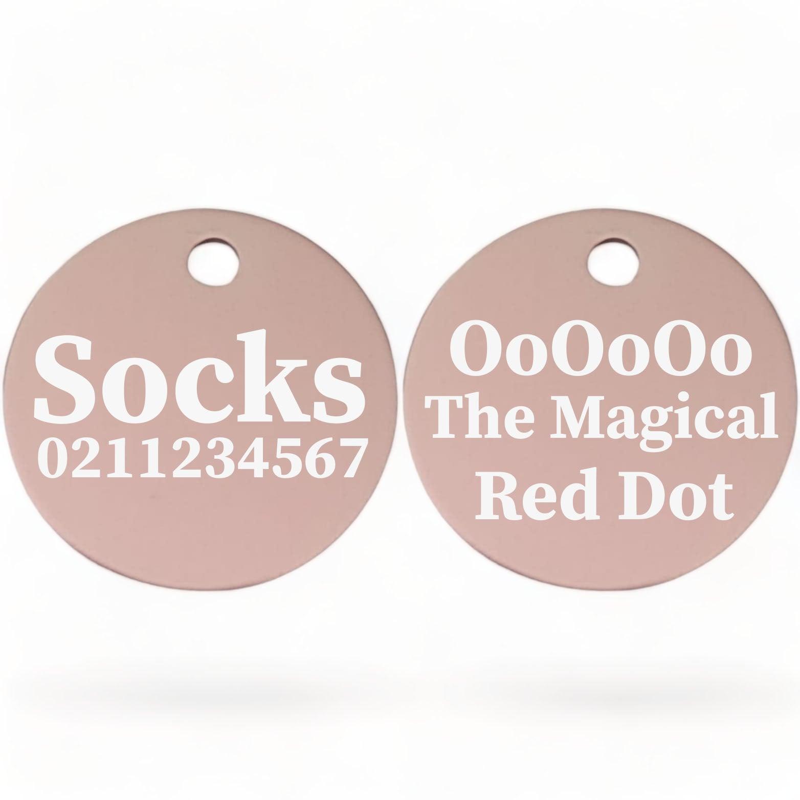 ⭐️Purr. Meow. Woof.⭐️ - Ooooo The Magical Red Dot! | Round Aluminium | Cat & Kitten ID Pet Tag - LightPink