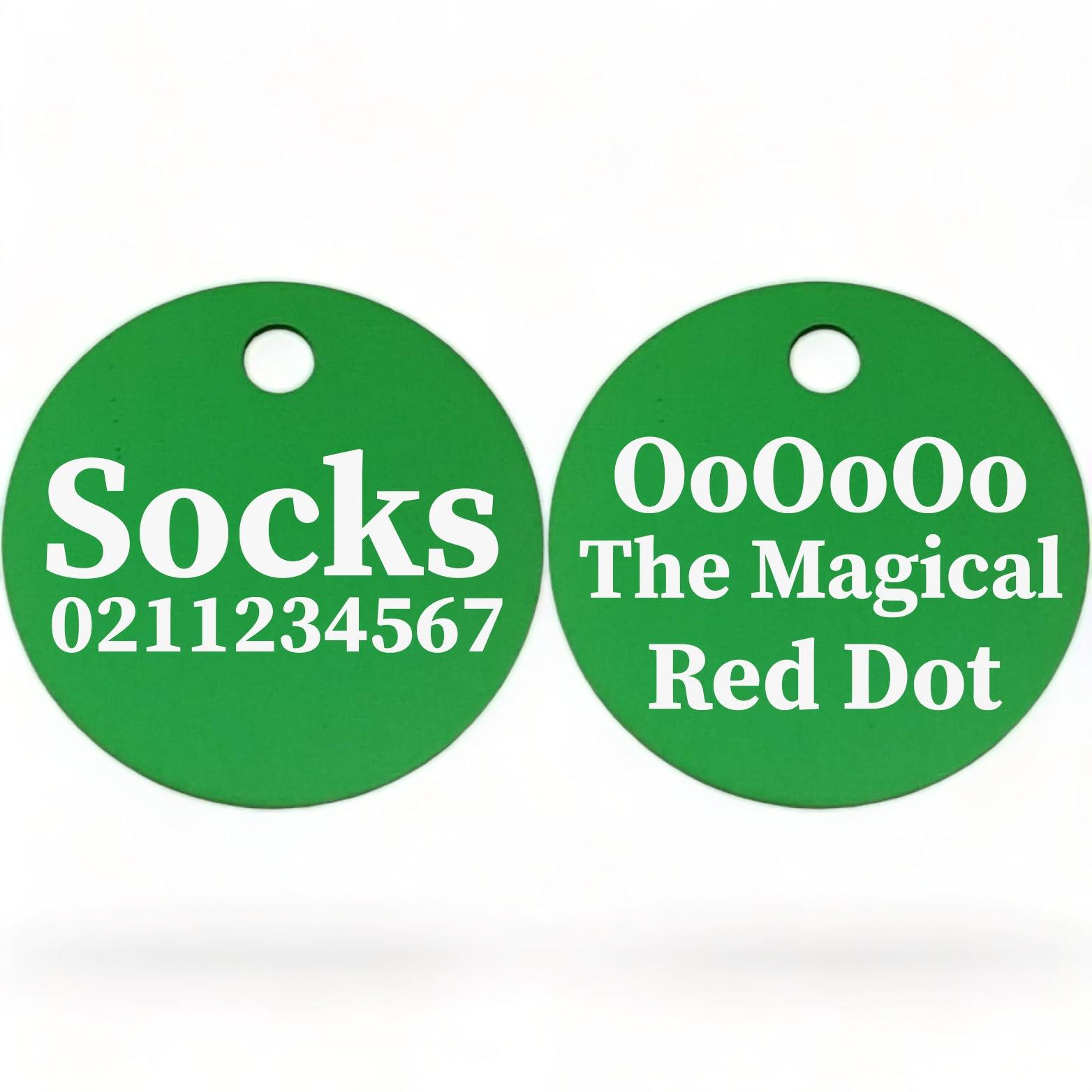 ⭐️Purr. Meow. Woof.⭐️ - Ooooo The Magical Red Dot! | Round Aluminium | Cat & Kitten ID Pet Tag - MediumSpringGreen