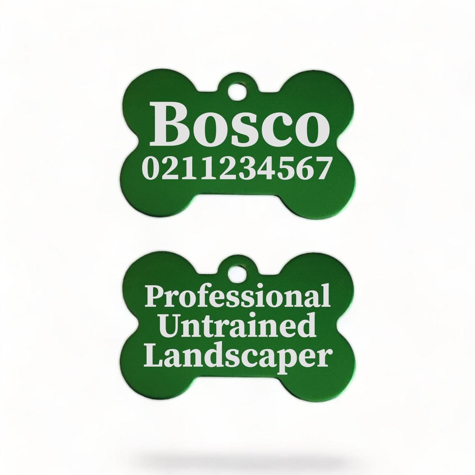 ⭐️Purr. Meow. Woof.⭐️ - Professional Untrained Landscaper | Bone Aluminium | Dog ID Pet Tag - MediumSpringGreen