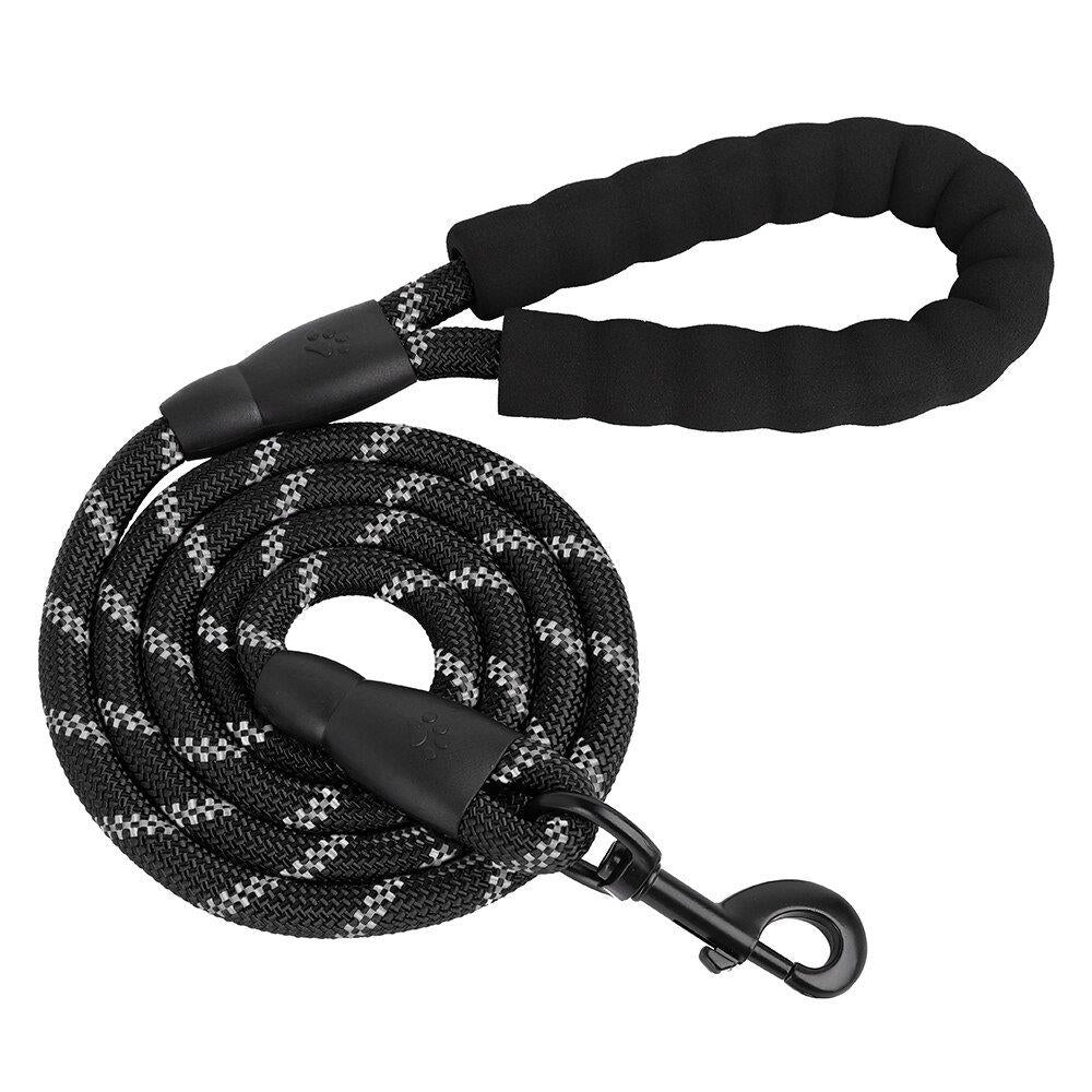 ⭐️Purr. Meow. Woof.⭐️ - Reflective Rope Dog Lead - Black