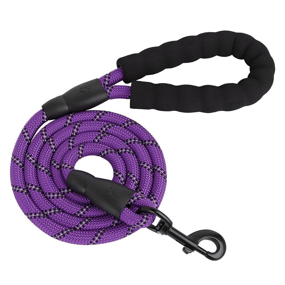⭐️Purr. Meow. Woof.⭐️ - Reflective Rope Dog Lead - Purple
