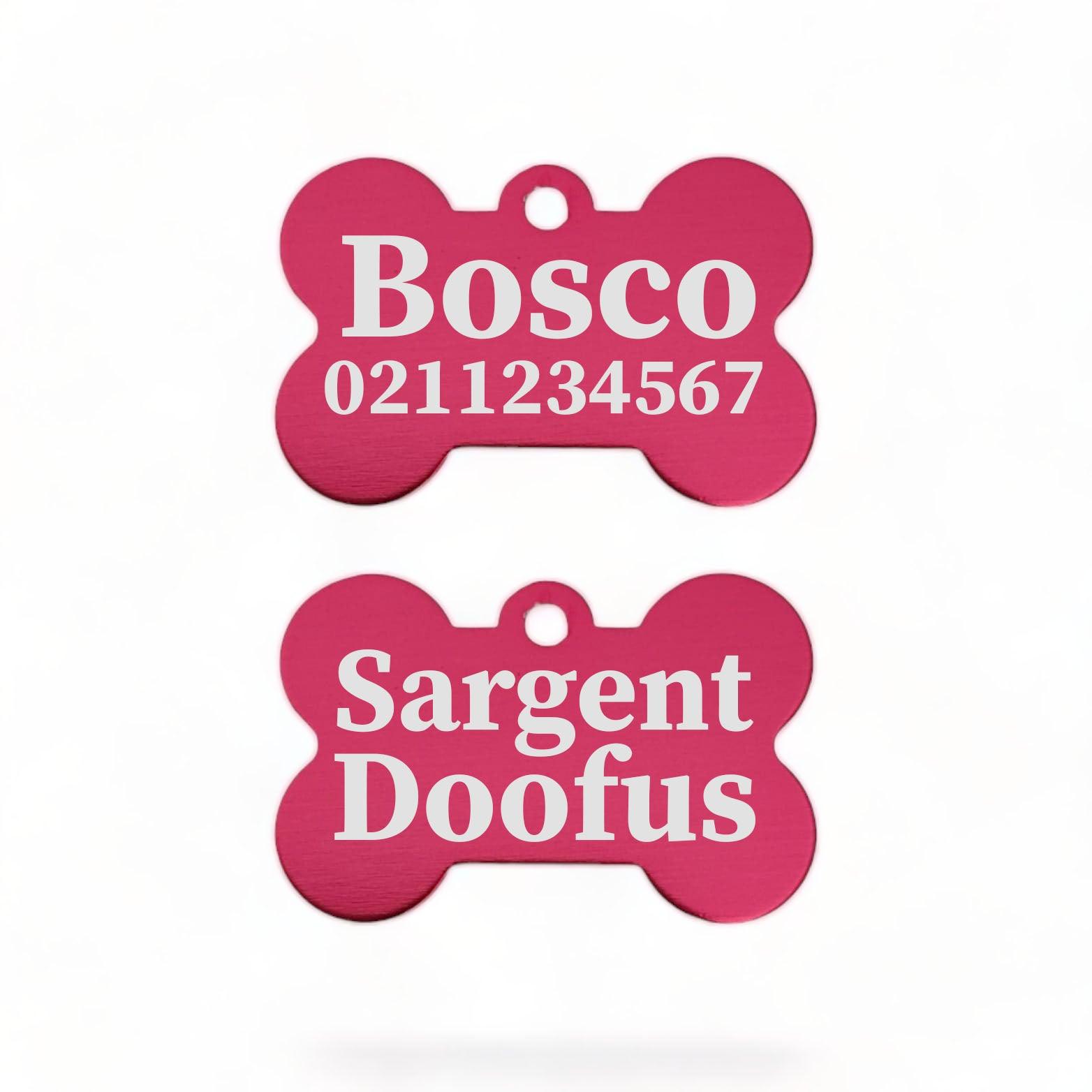 ⭐️Purr. Meow. Woof.⭐️ - Sargent Doofus Bone | Bone Aluminium | ID Pet Tag - DeepPink