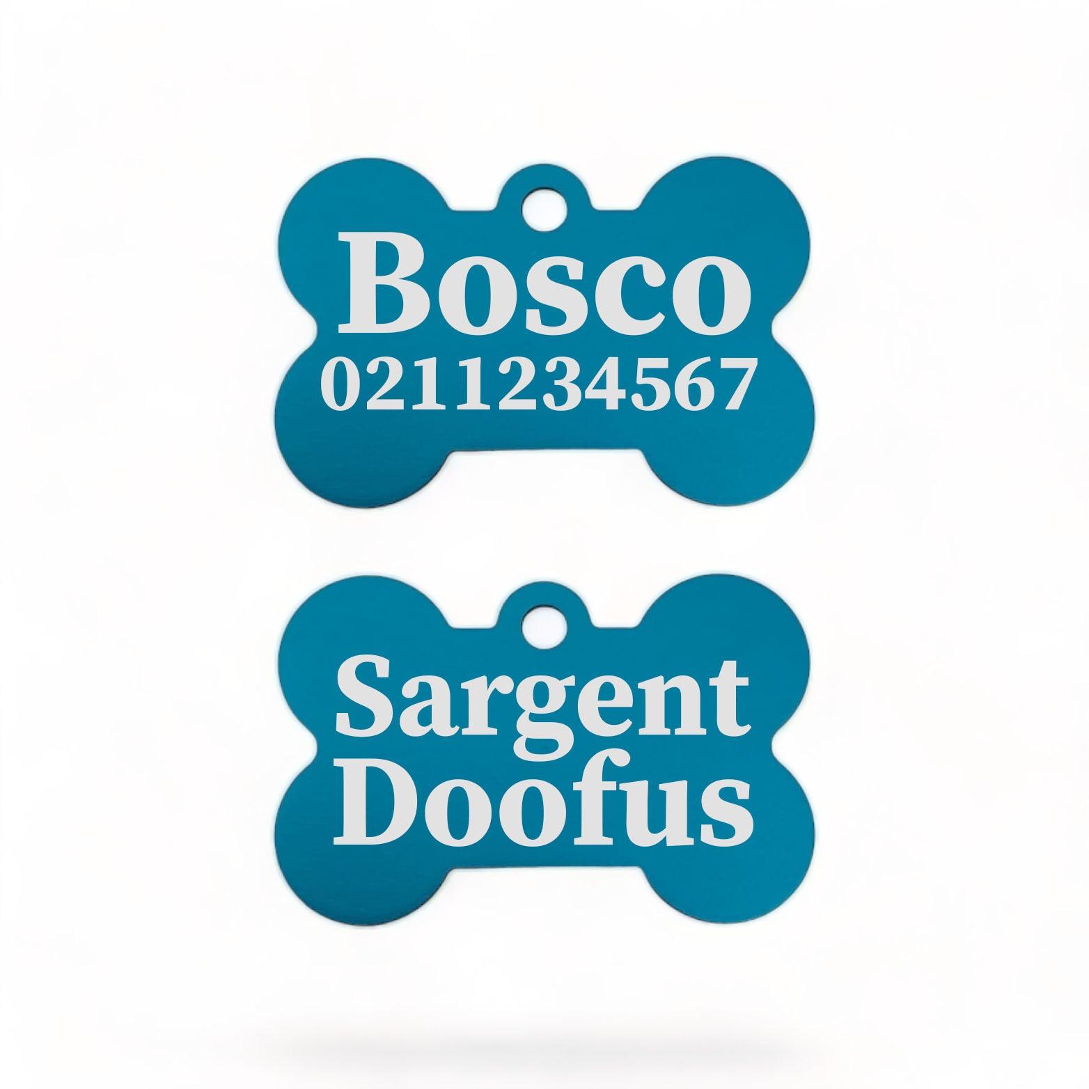 ⭐️Purr. Meow. Woof.⭐️ - Sargent Doofus Bone | Bone Aluminium | ID Pet Tag - DodgerBlue