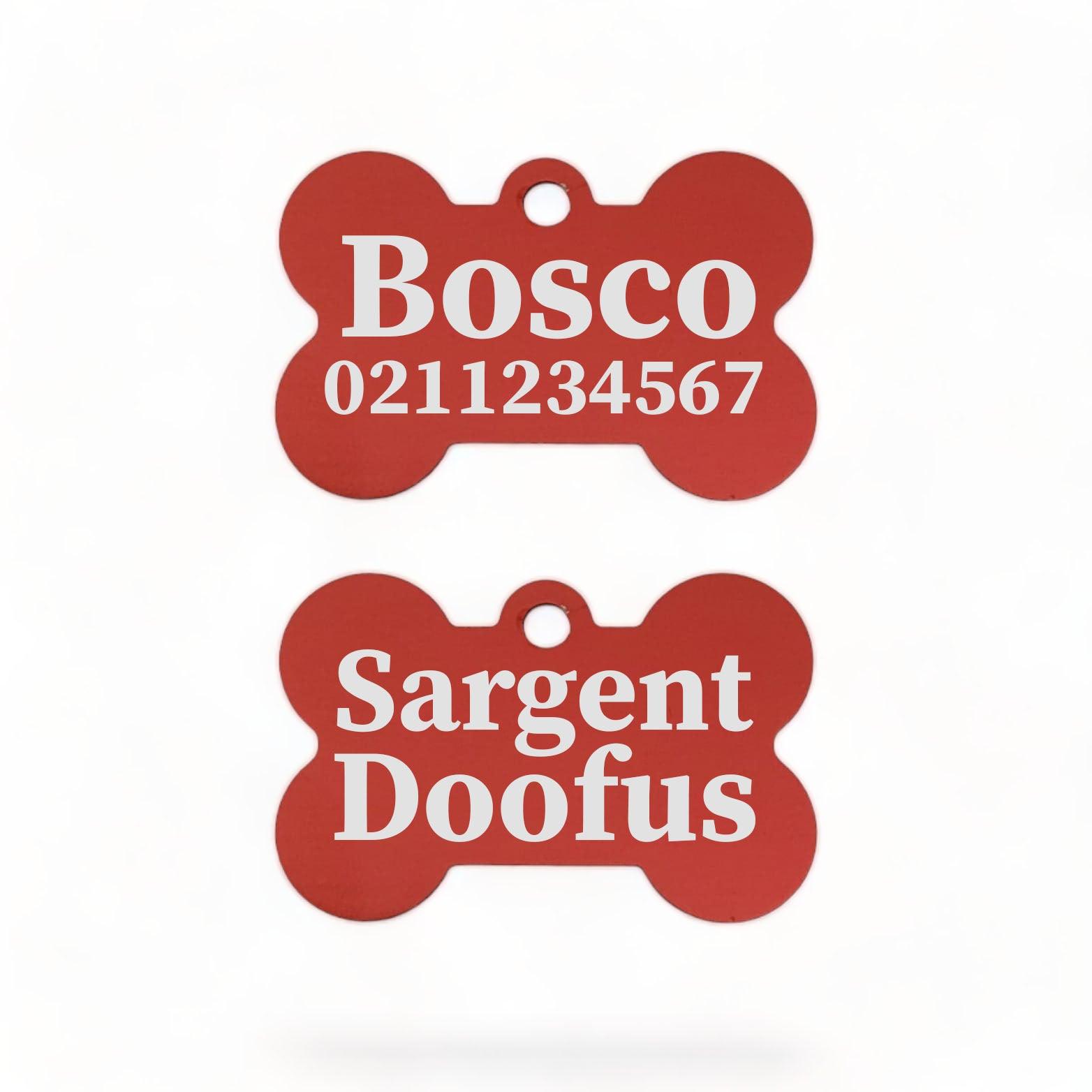 ⭐️Purr. Meow. Woof.⭐️ - Sargent Doofus Bone | Bone Aluminium | ID Pet Tag - FireBrick