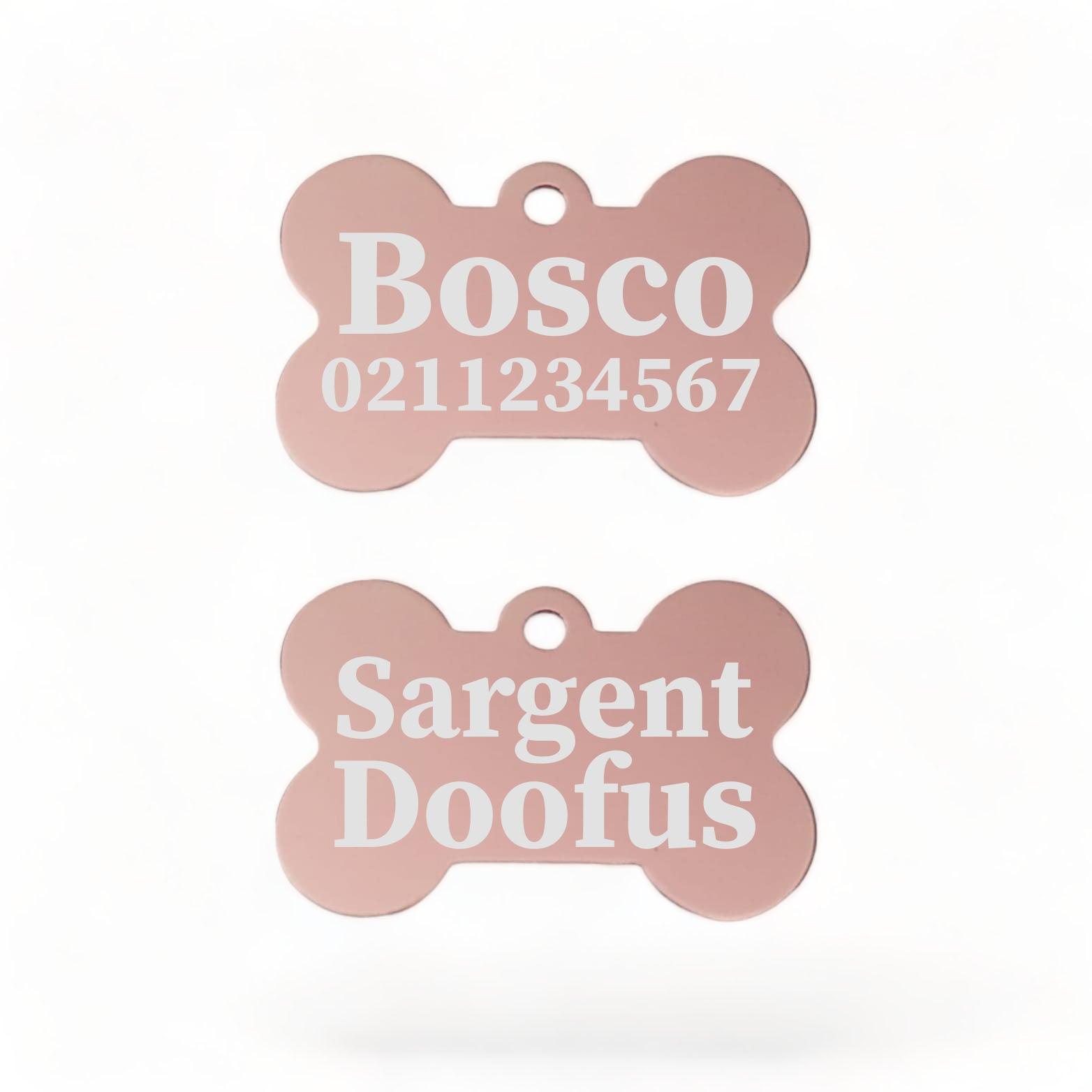 ⭐️Purr. Meow. Woof.⭐️ - Sargent Doofus Bone | Bone Aluminium | ID Pet Tag - LightPink