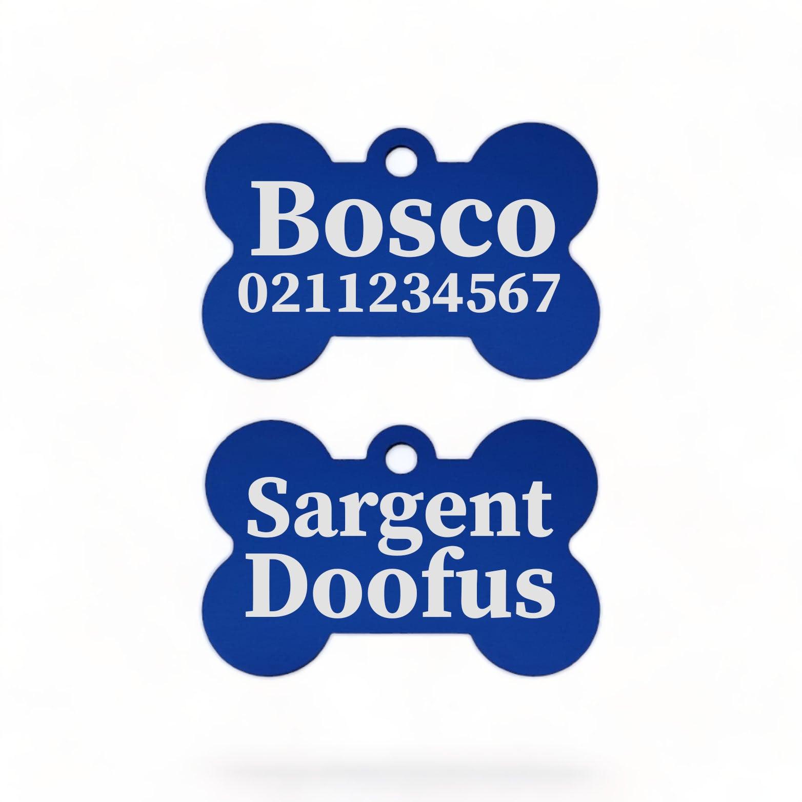 ⭐️Purr. Meow. Woof.⭐️ - Sargent Doofus Bone | Bone Aluminium | ID Pet Tag - RoyalBlue