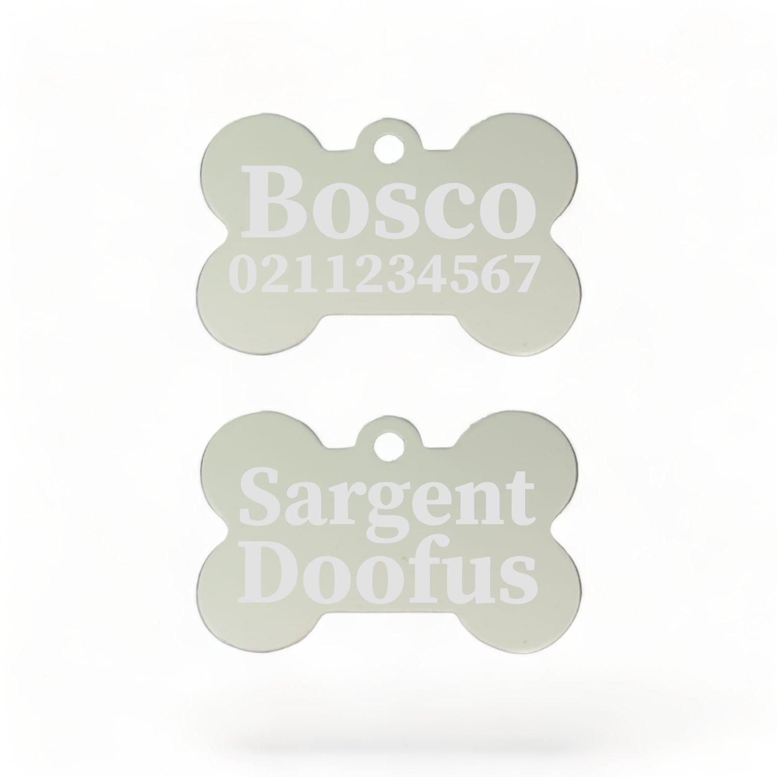 ⭐️Purr. Meow. Woof.⭐️ - Sargent Doofus Bone | Bone Aluminium | ID Pet Tag - Silver