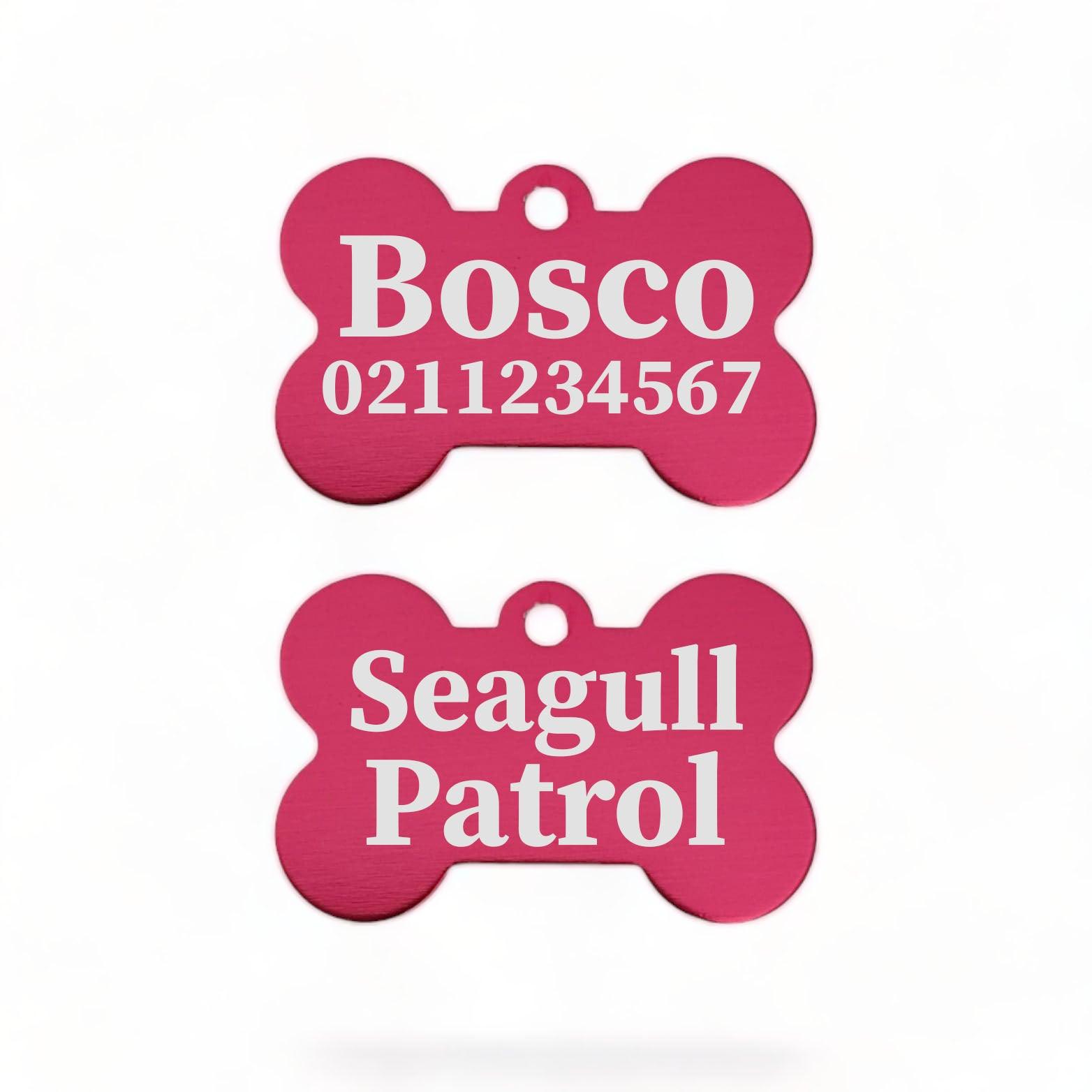 ⭐️Purr. Meow. Woof.⭐️ - Seagull Patrol | Bone Aluminium | Dog ID Pet Tag - DeepPink