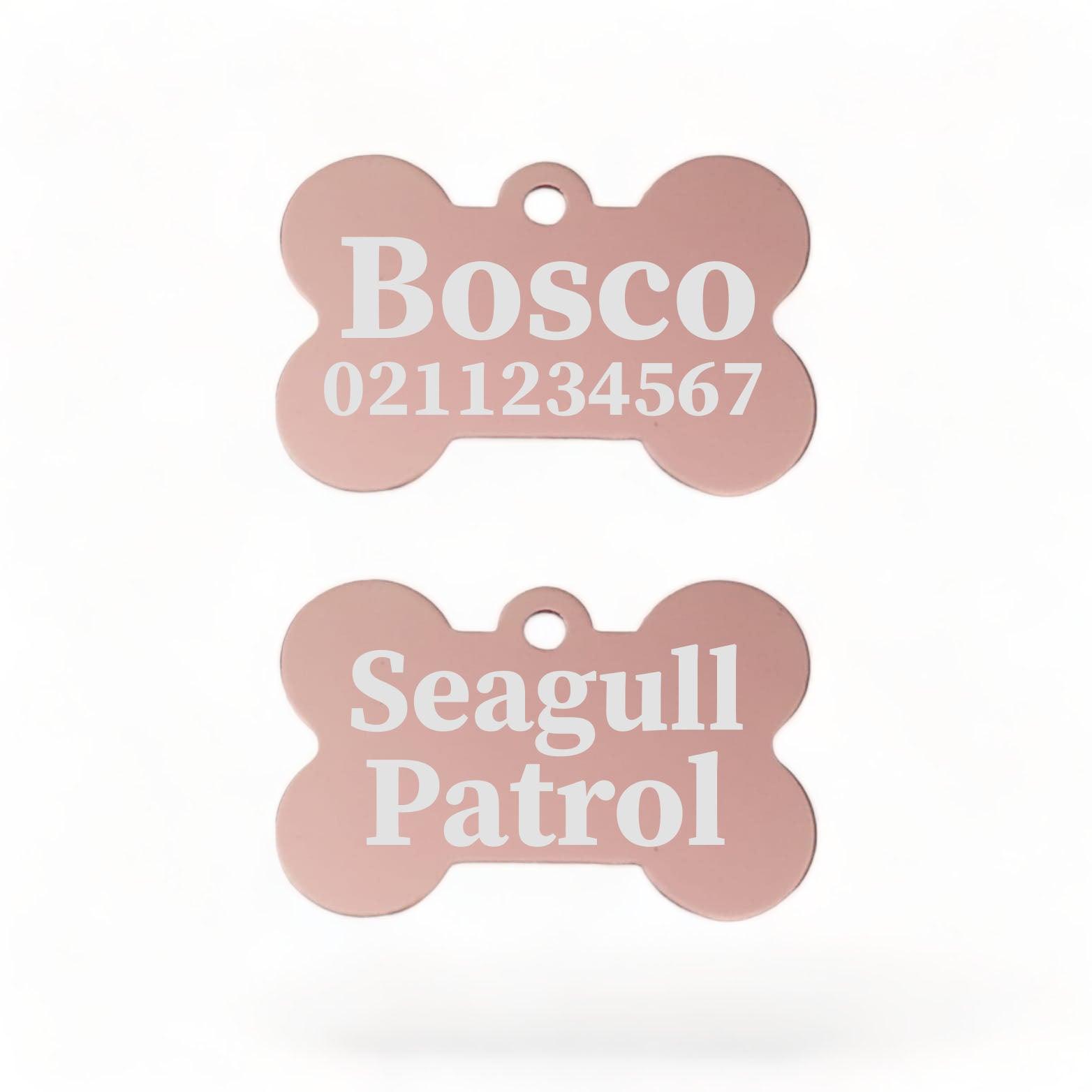 ⭐️Purr. Meow. Woof.⭐️ - Seagull Patrol | Bone Aluminium | Dog ID Pet Tag - LightPink