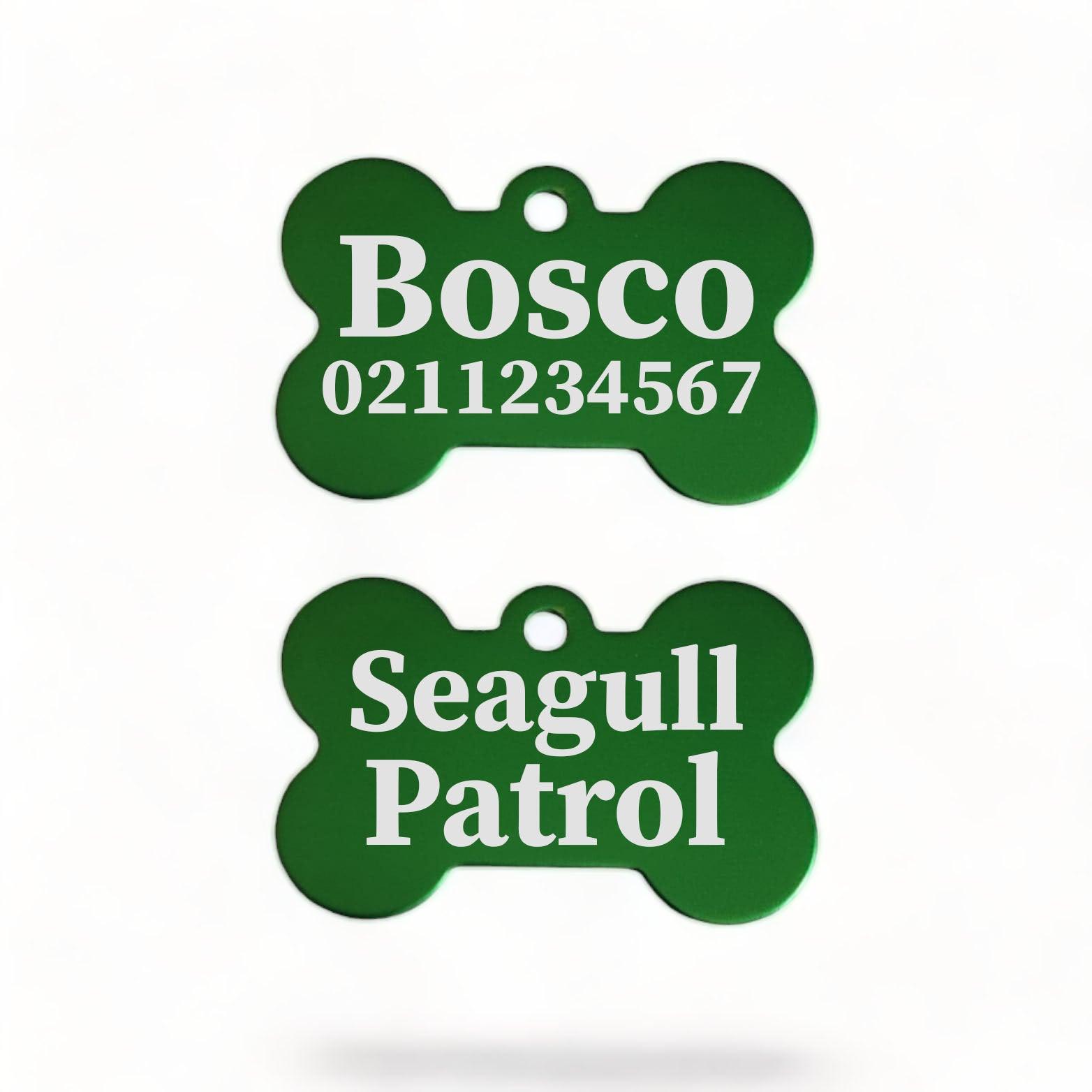 ⭐️Purr. Meow. Woof.⭐️ - Seagull Patrol | Bone Aluminium | Dog ID Pet Tag - MediumSpringGreen