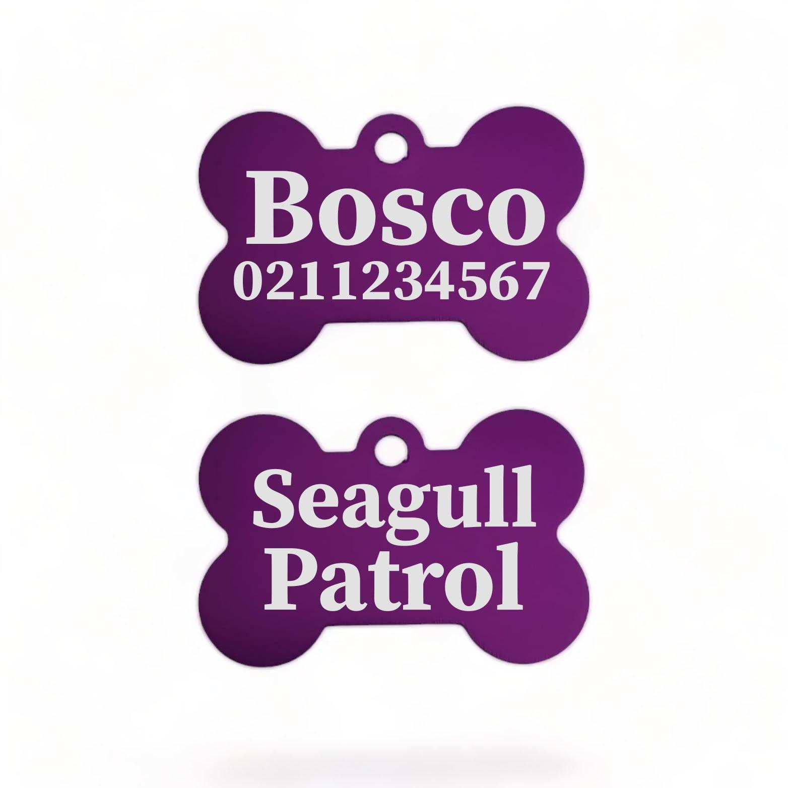 ⭐️Purr. Meow. Woof.⭐️ - Seagull Patrol | Bone Aluminium | Dog ID Pet Tag - Purple