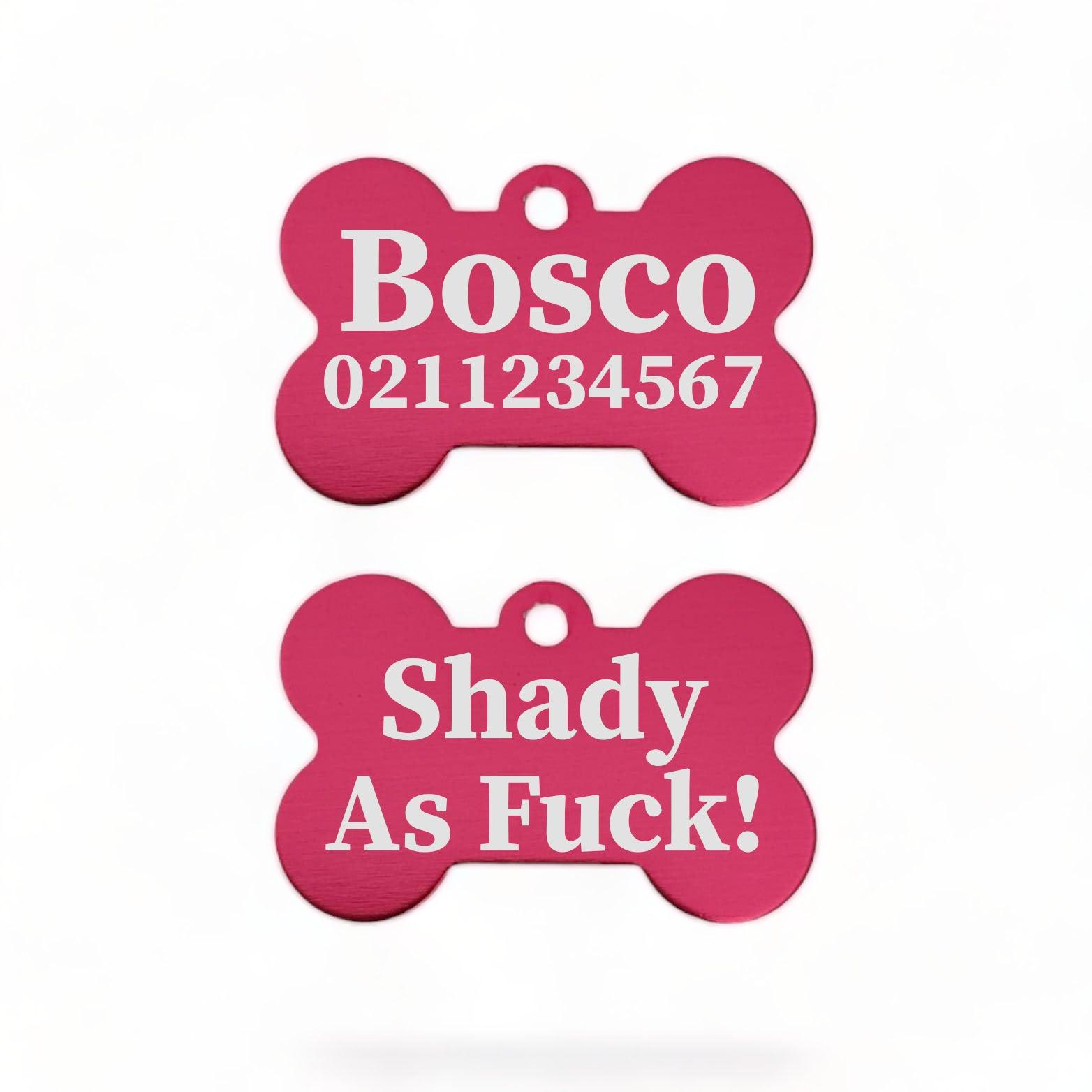 ⭐️Purr. Meow. Woof.⭐️ - Shady As Fuck | Bone Aluminium | Dog ID Pet Tag - DeepPink