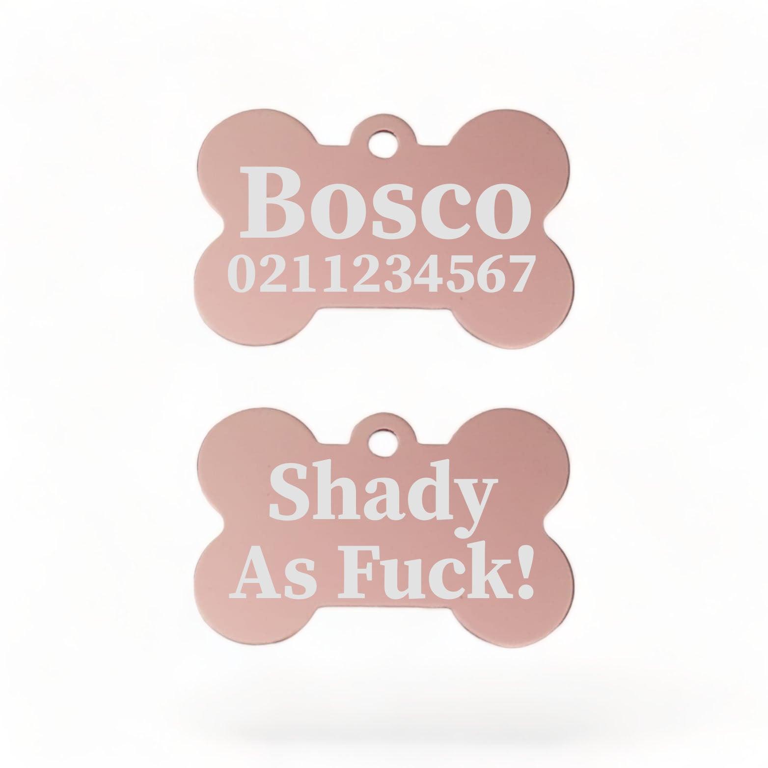 ⭐️Purr. Meow. Woof.⭐️ - Shady As Fuck | Bone Aluminium | Dog ID Pet Tag - LightPink