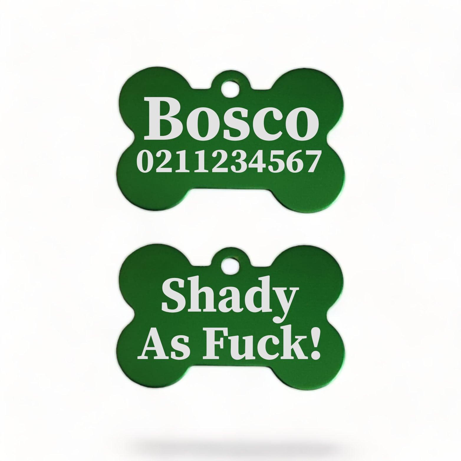 ⭐️Purr. Meow. Woof.⭐️ - Shady As Fuck | Bone Aluminium | Dog ID Pet Tag - MediumSpringGreen