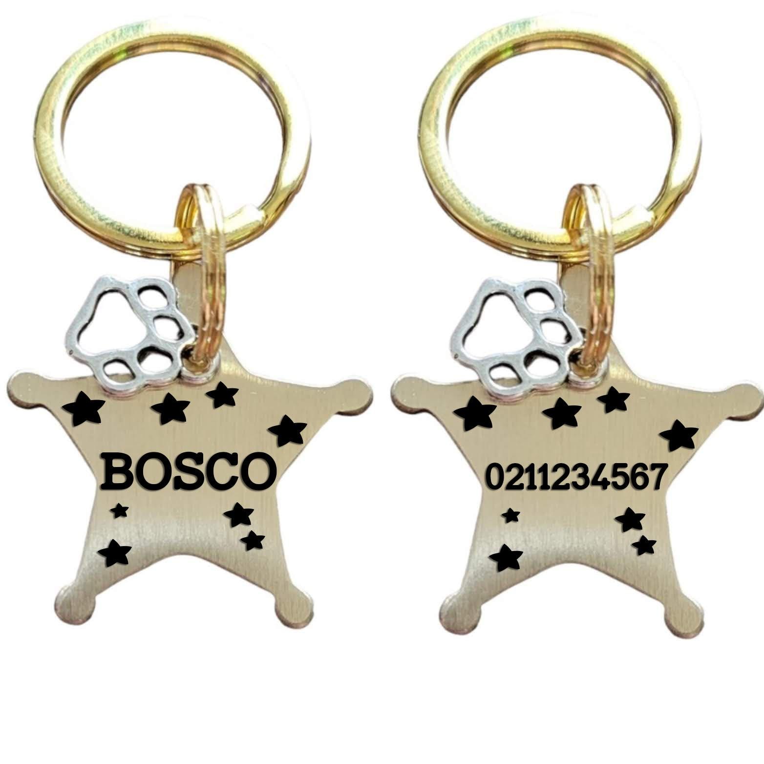 ⭐️Purr. Meow. Woof.⭐️ - Sheriff Name Front & Number Back | Bespoke Brass | Dog ID Pet Tag - Default Title