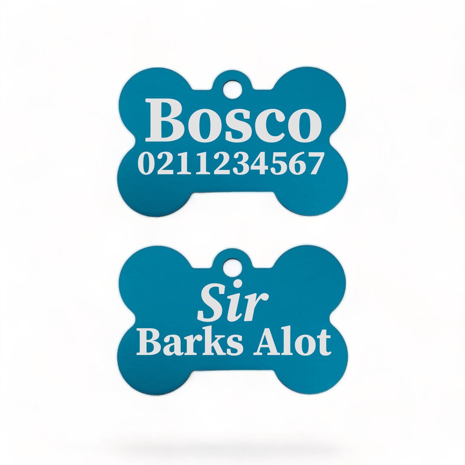 ⭐️Purr. Meow. Woof.⭐️ - Sir/Madam Barks A lot | Bone Aluminium | Dog ID Pet Tag - DodgerBlue / Sir