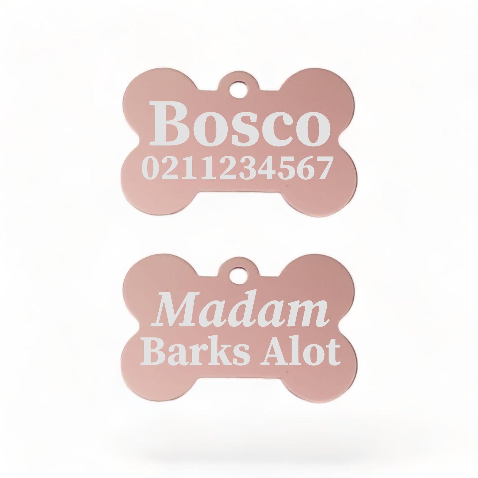 ⭐️Purr. Meow. Woof.⭐️ - Sir/Madam Barks A lot | Bone Aluminium | Dog ID Pet Tag - LightPink / Madam