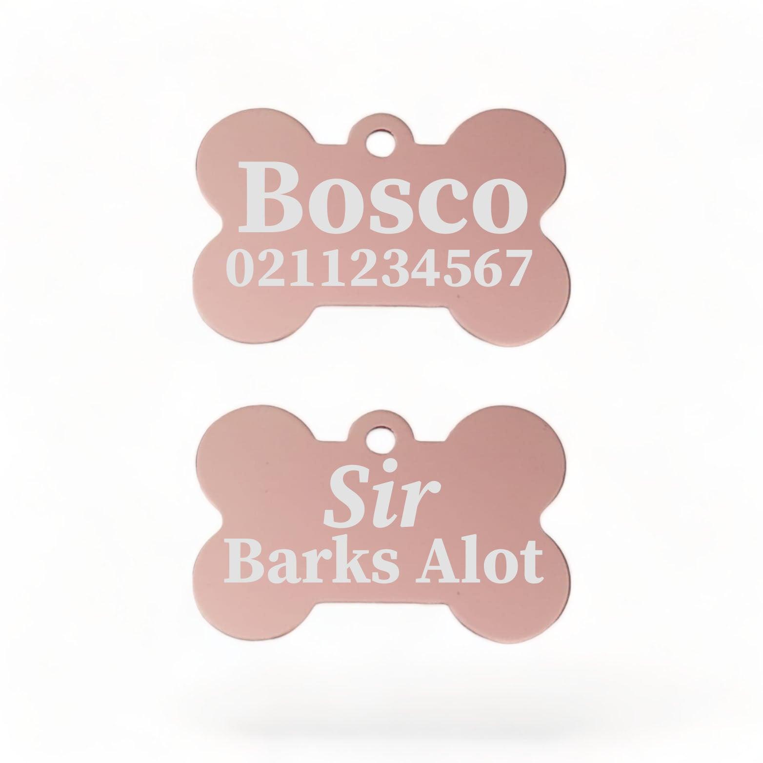 ⭐️Purr. Meow. Woof.⭐️ - Sir/Madam Barks A lot | Bone Aluminium | Dog ID Pet Tag - LightPink / Sir