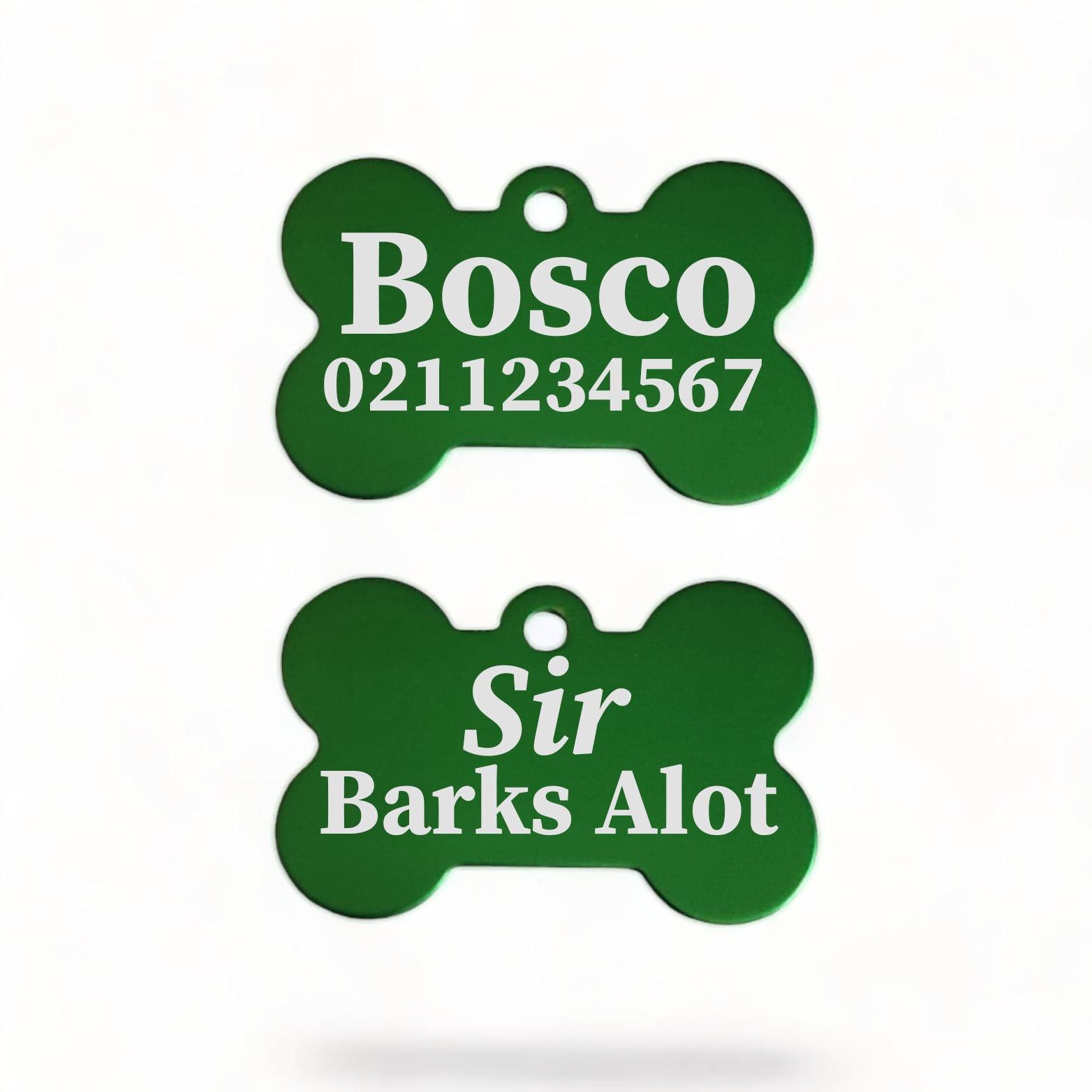 ⭐️Purr. Meow. Woof.⭐️ - Sir/Madam Barks A lot | Bone Aluminium | Dog ID Pet Tag - MediumSpringGreen / Sir
