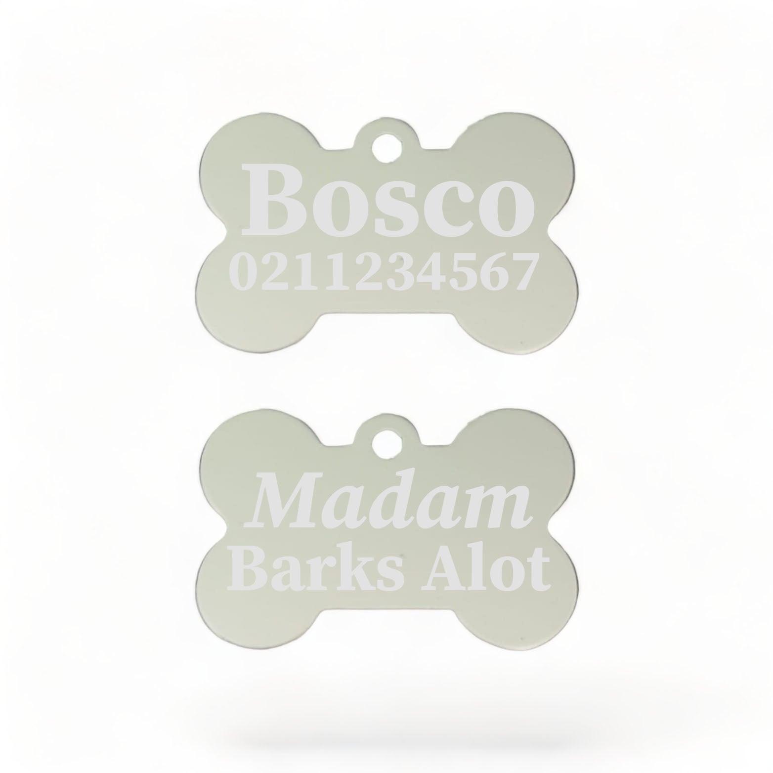 ⭐️Purr. Meow. Woof.⭐️ - Sir/Madam Barks A lot | Bone Aluminium | Dog ID Pet Tag - Silver / Madam