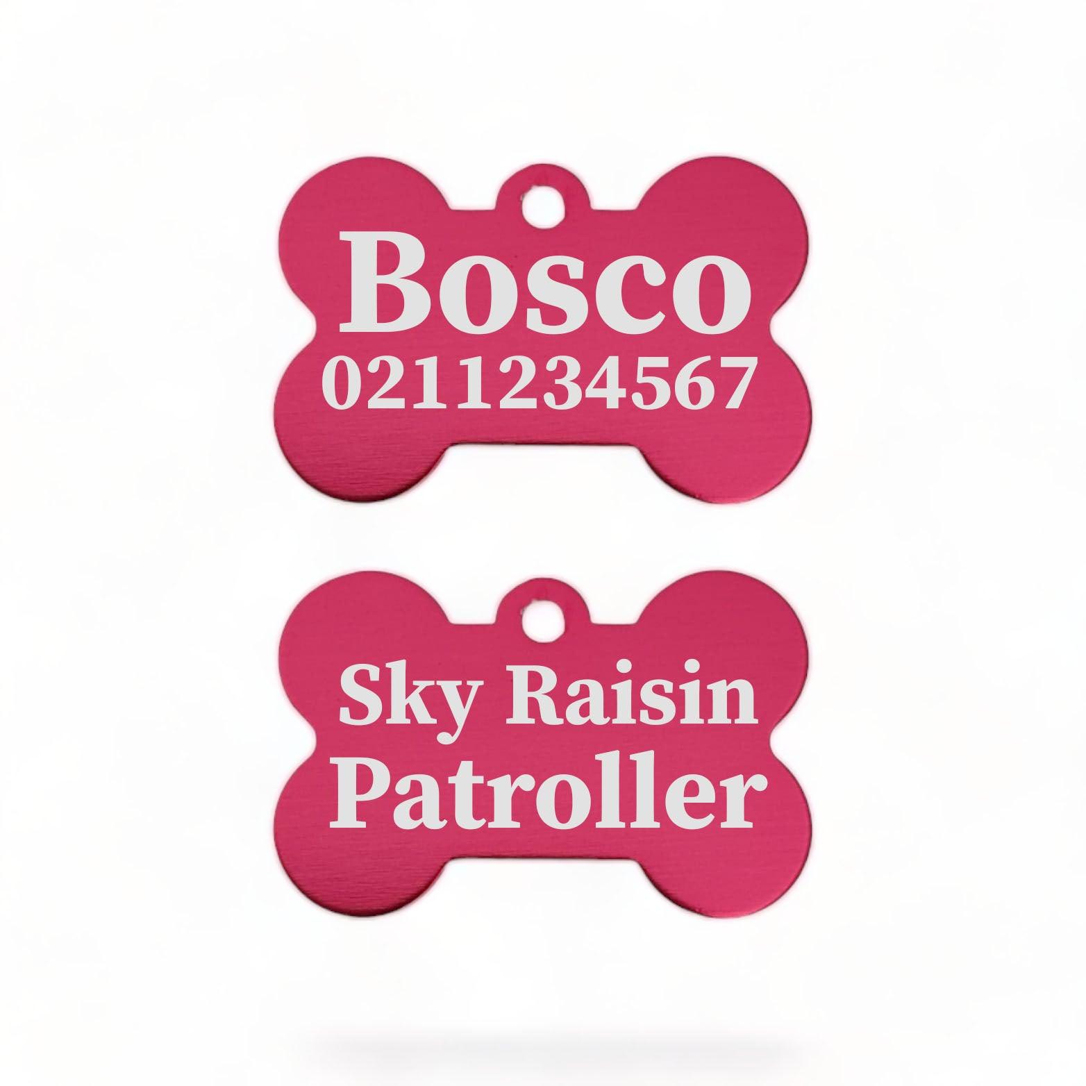 ⭐️Purr. Meow. Woof.⭐️ - Sky Raisin Patroller | Bone Aluminium | Dog ID Pet Tag - DeepPink