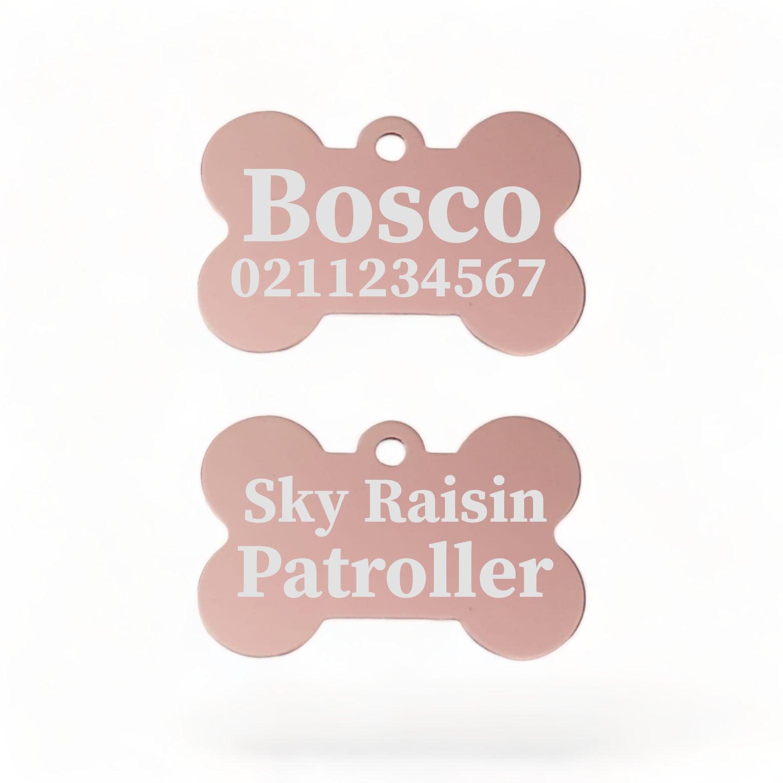 ⭐️Purr. Meow. Woof.⭐️ - Sky Raisin Patroller | Bone Aluminium | Dog ID Pet Tag - LightPink