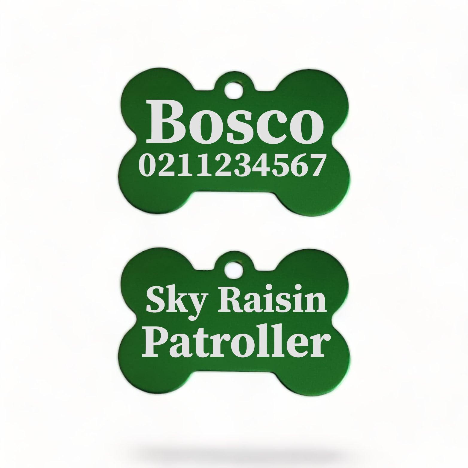 ⭐️Purr. Meow. Woof.⭐️ - Sky Raisin Patroller | Bone Aluminium | Dog ID Pet Tag - MediumSpringGreen