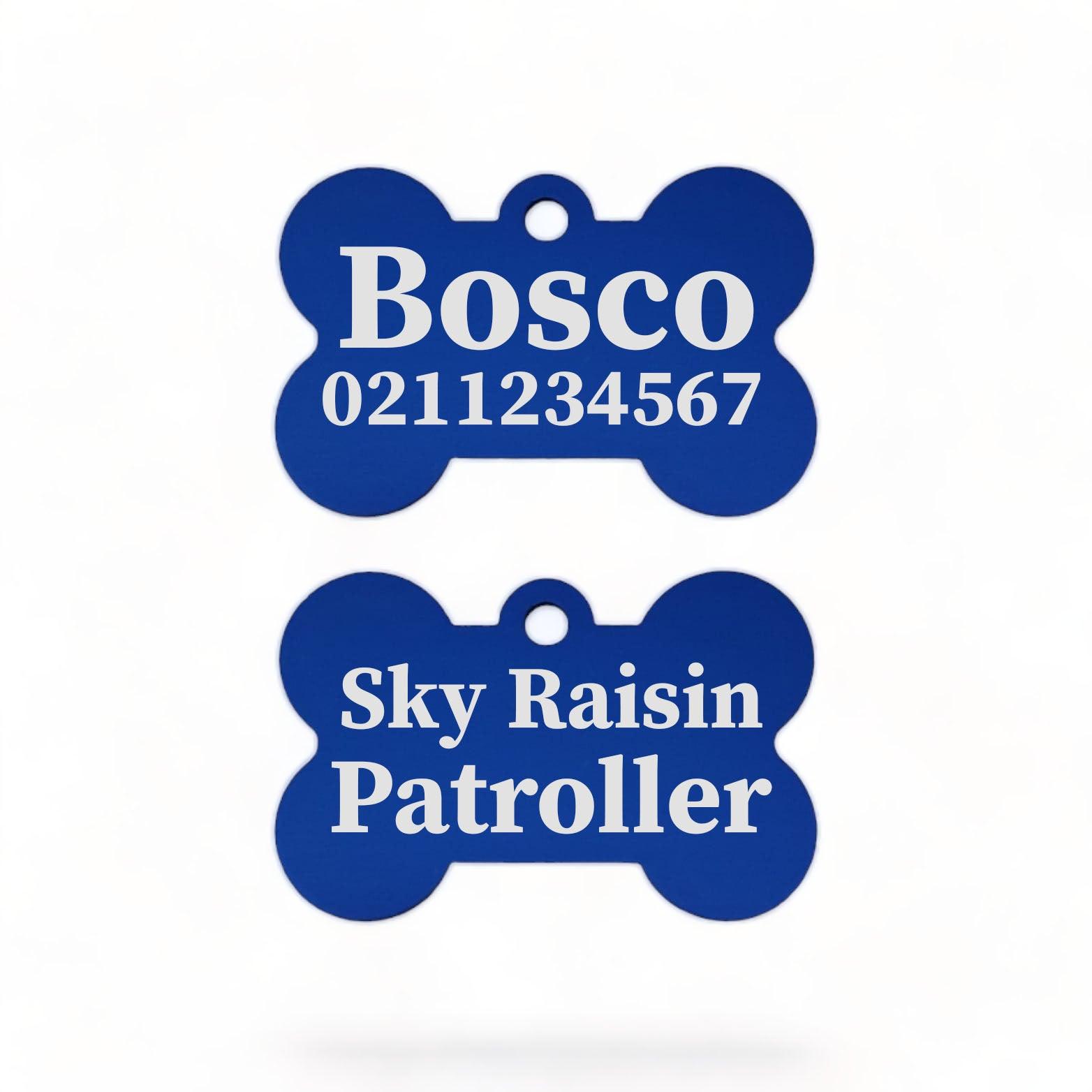 ⭐️Purr. Meow. Woof.⭐️ - Sky Raisin Patroller | Bone Aluminium | Dog ID Pet Tag - RoyalBlue