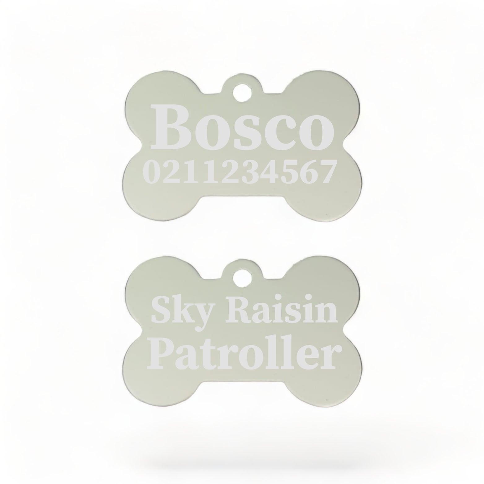 ⭐️Purr. Meow. Woof.⭐️ - Sky Raisin Patroller | Bone Aluminium | Dog ID Pet Tag - Silver