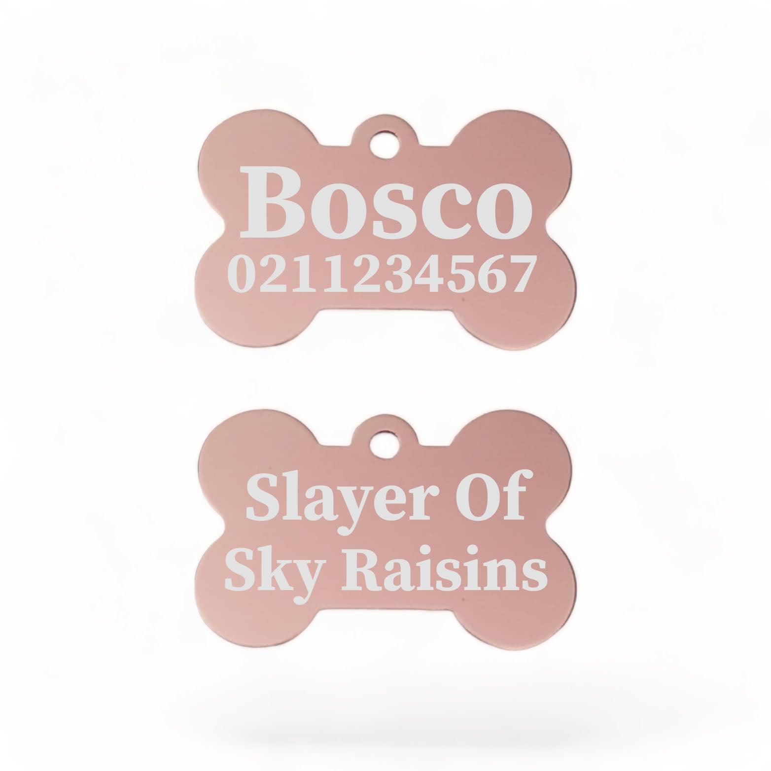 ⭐️Purr. Meow. Woof.⭐️ - Slayer Of Sky Raisins | Bone Aluminium | Dog ID Pet Tag - LightPink