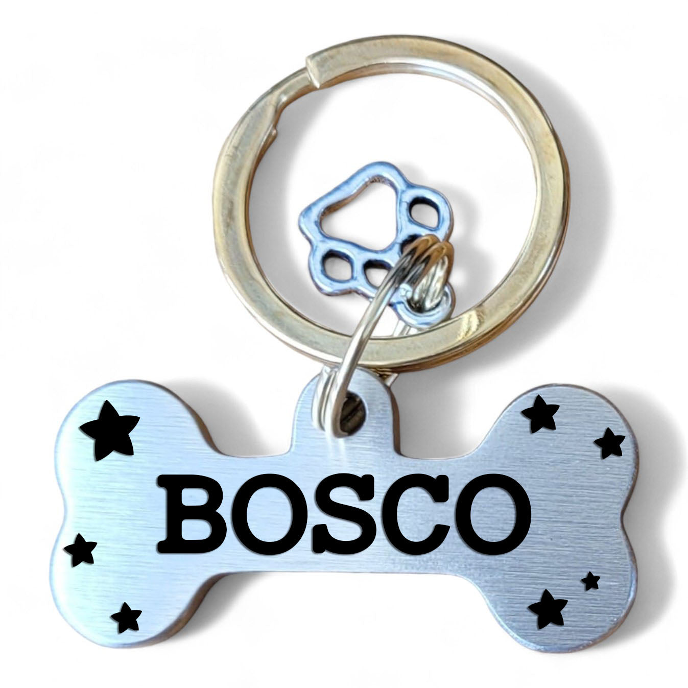 ⭐️Purr. Meow. Woof.⭐️ - Slender Bone (3mm Thick!) | Bespoke Brass | Dog ID Pet Tag - Stars