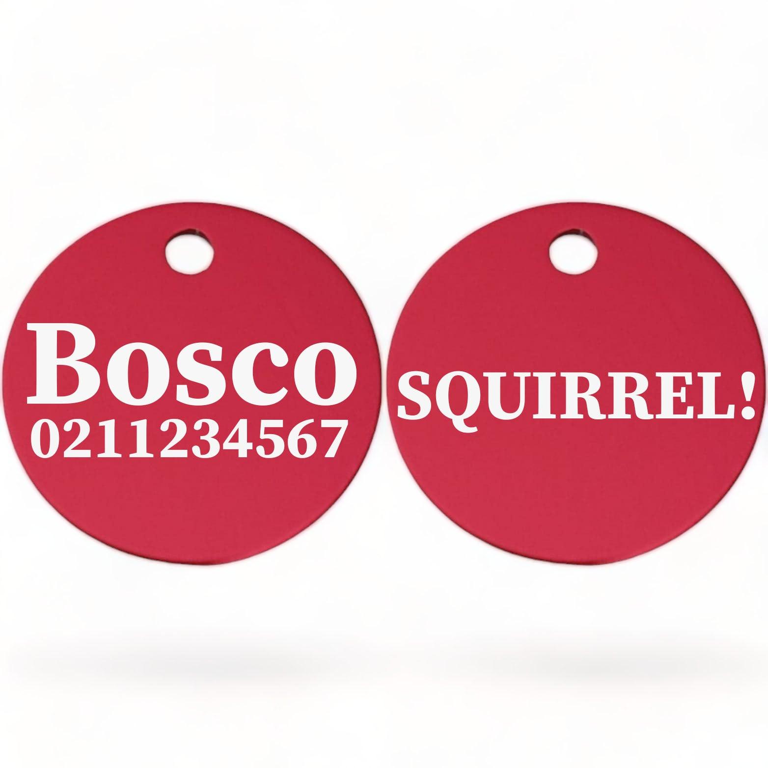 ⭐️Purr. Meow. Woof.⭐️ - Squirrel! | Round Aluminium | Dog ID Pet Tag - DeepPink
